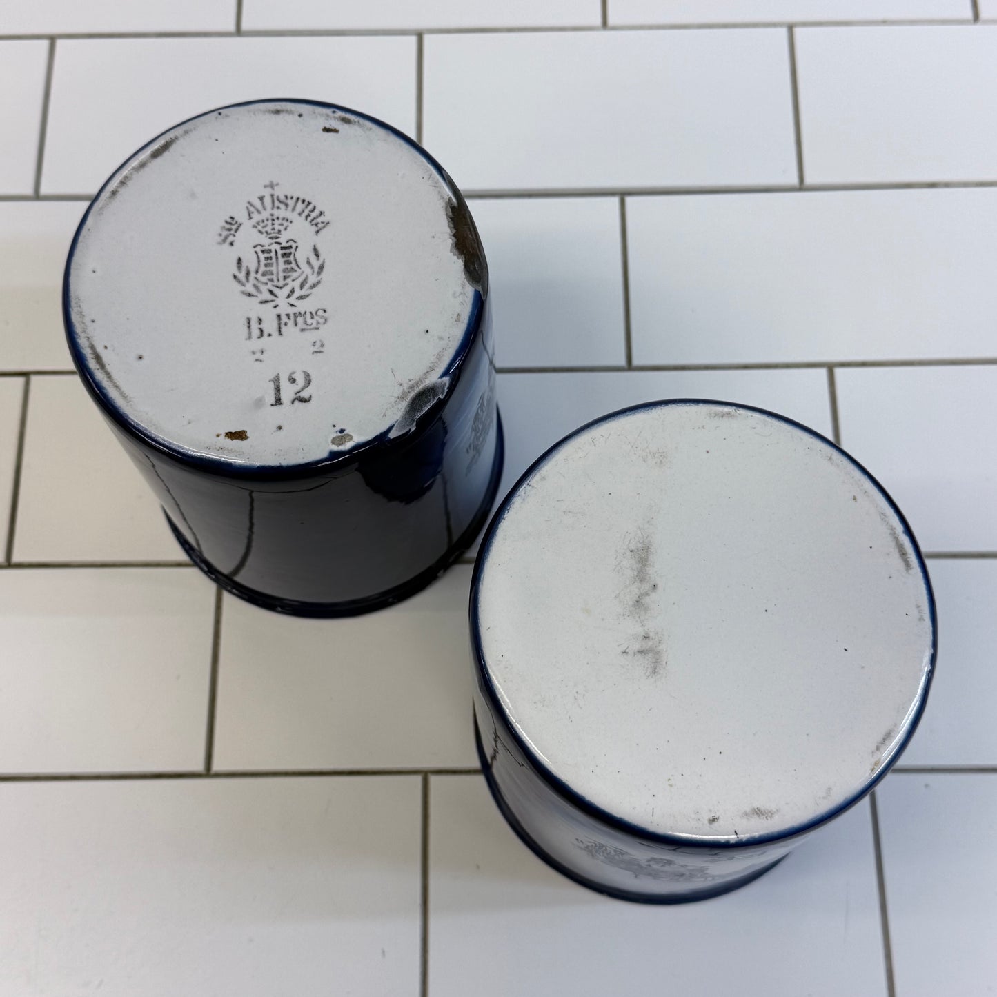 Windmill Enamelware Flour & Coffee Canisters, Set of 2
