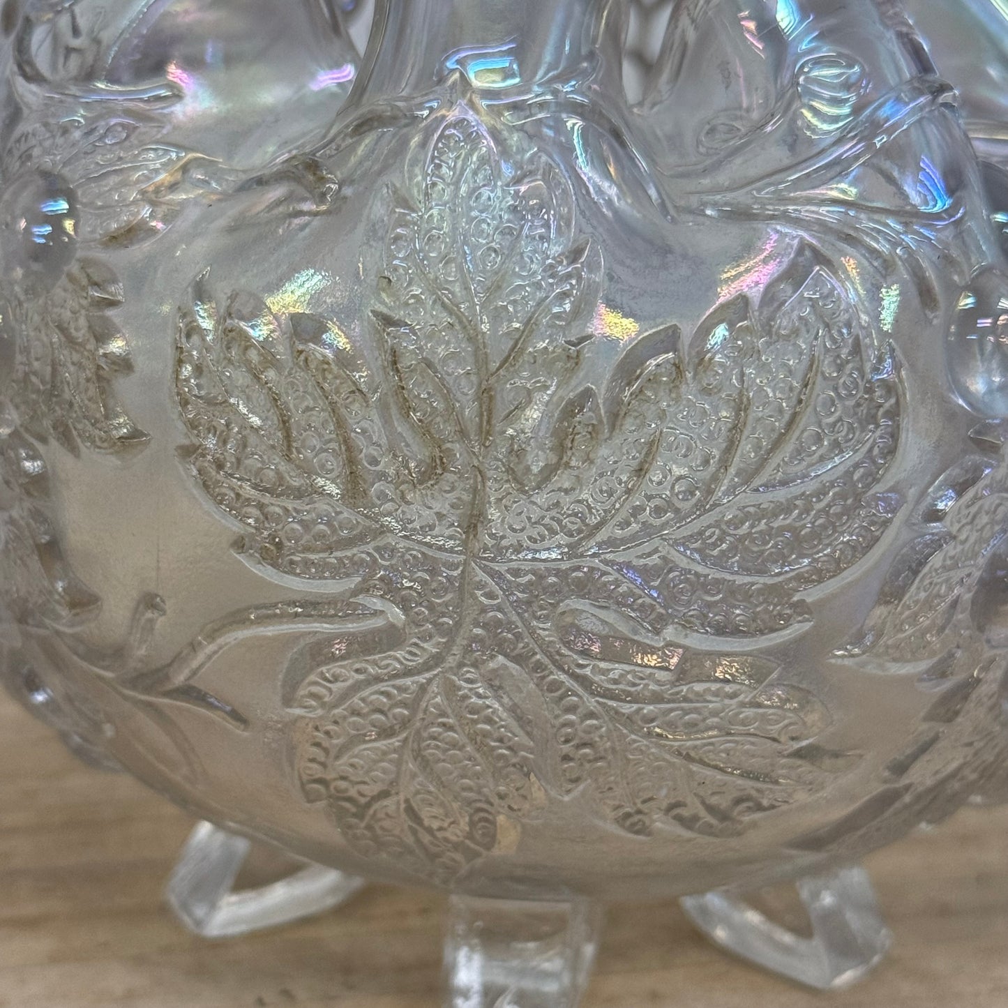 Dugan Grape Delight White Carnival Glass Bowls, Set of 3 c.1910s