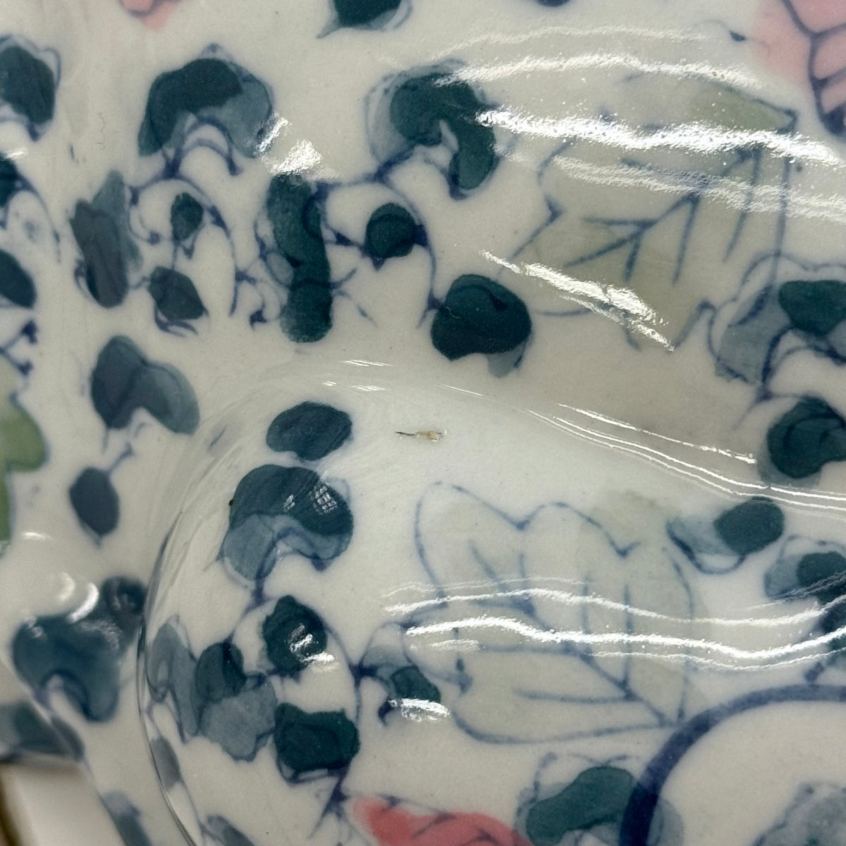 Chinoiserie Porcelain Floral Cat Figurine