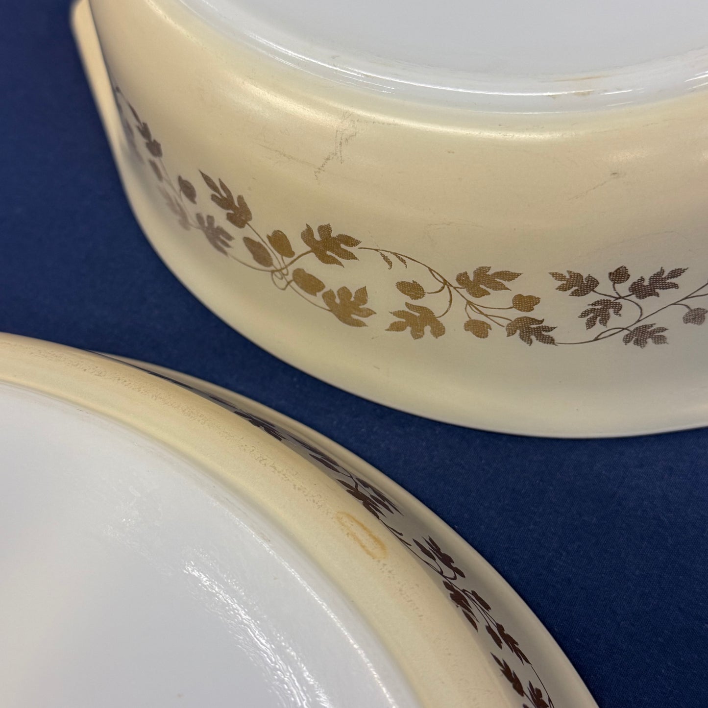 Pyrex Golden Acorn Casserole Dishes Set of 2 Vintage Glass