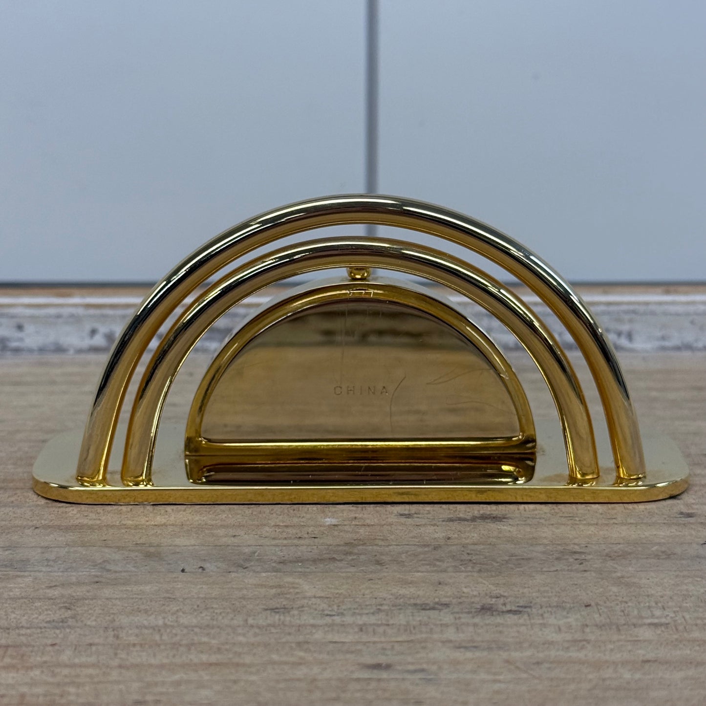 Howard Miller Brass Gold Plated Desk Clock Card Holder