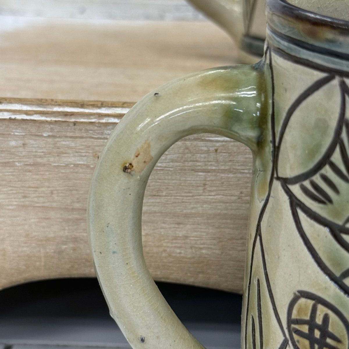 Folk Art Pottery Mugs Set of 4 Ceramic Tankards