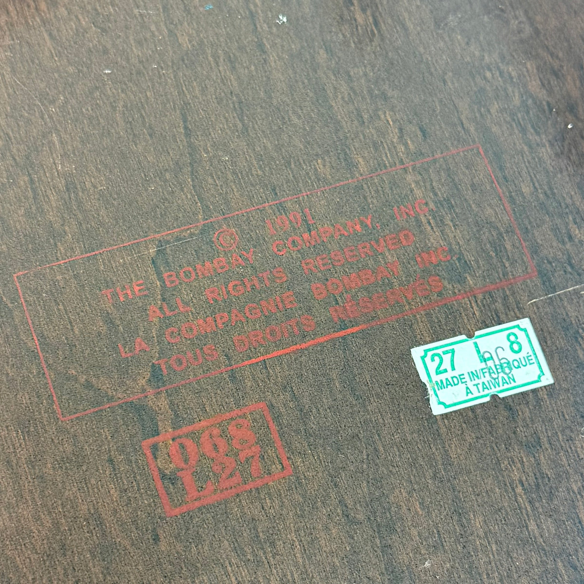 Bombay Company Wood Document Keepsake Box 1991