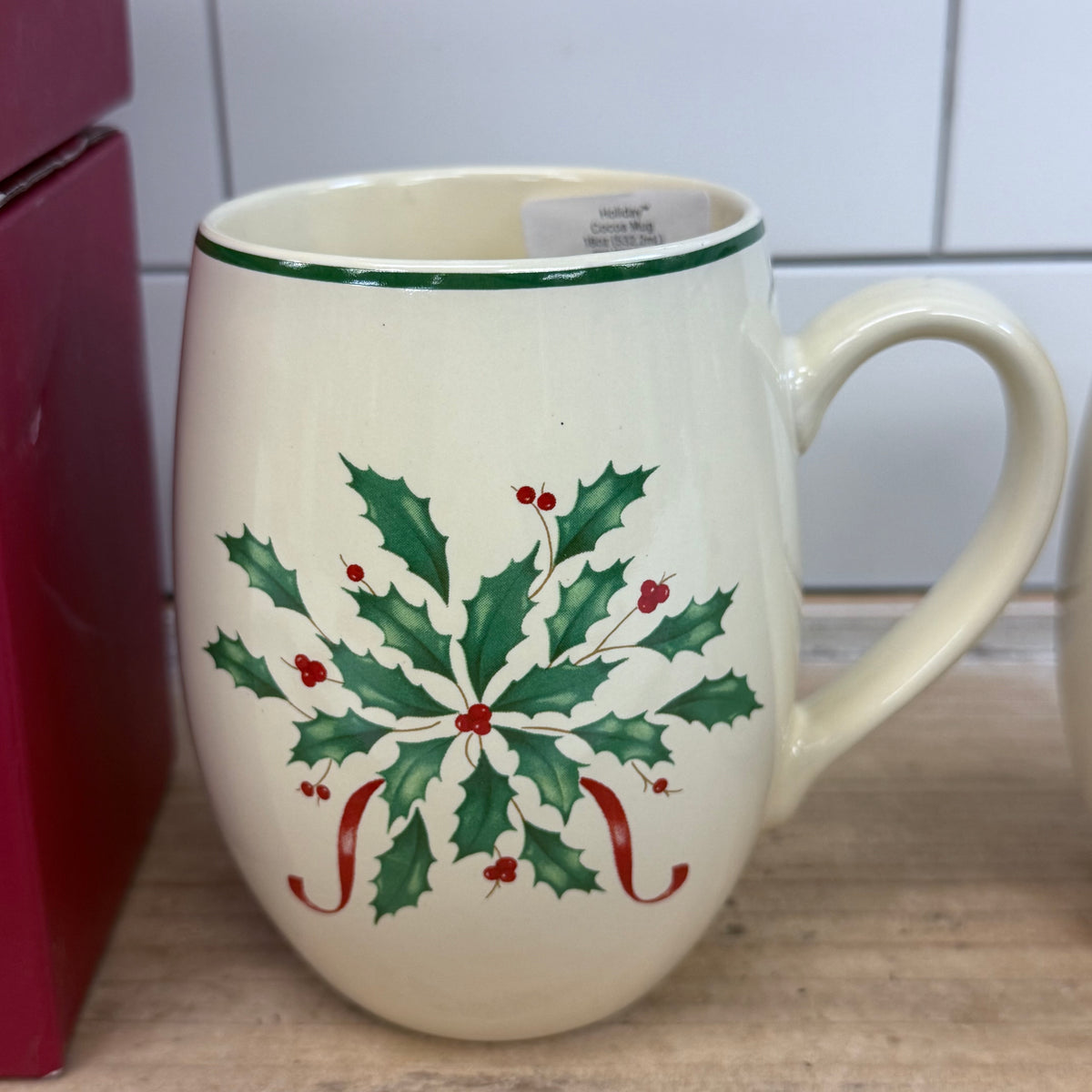 Lenox Holiday Holly Berry Cocoa Mugs Set of 2