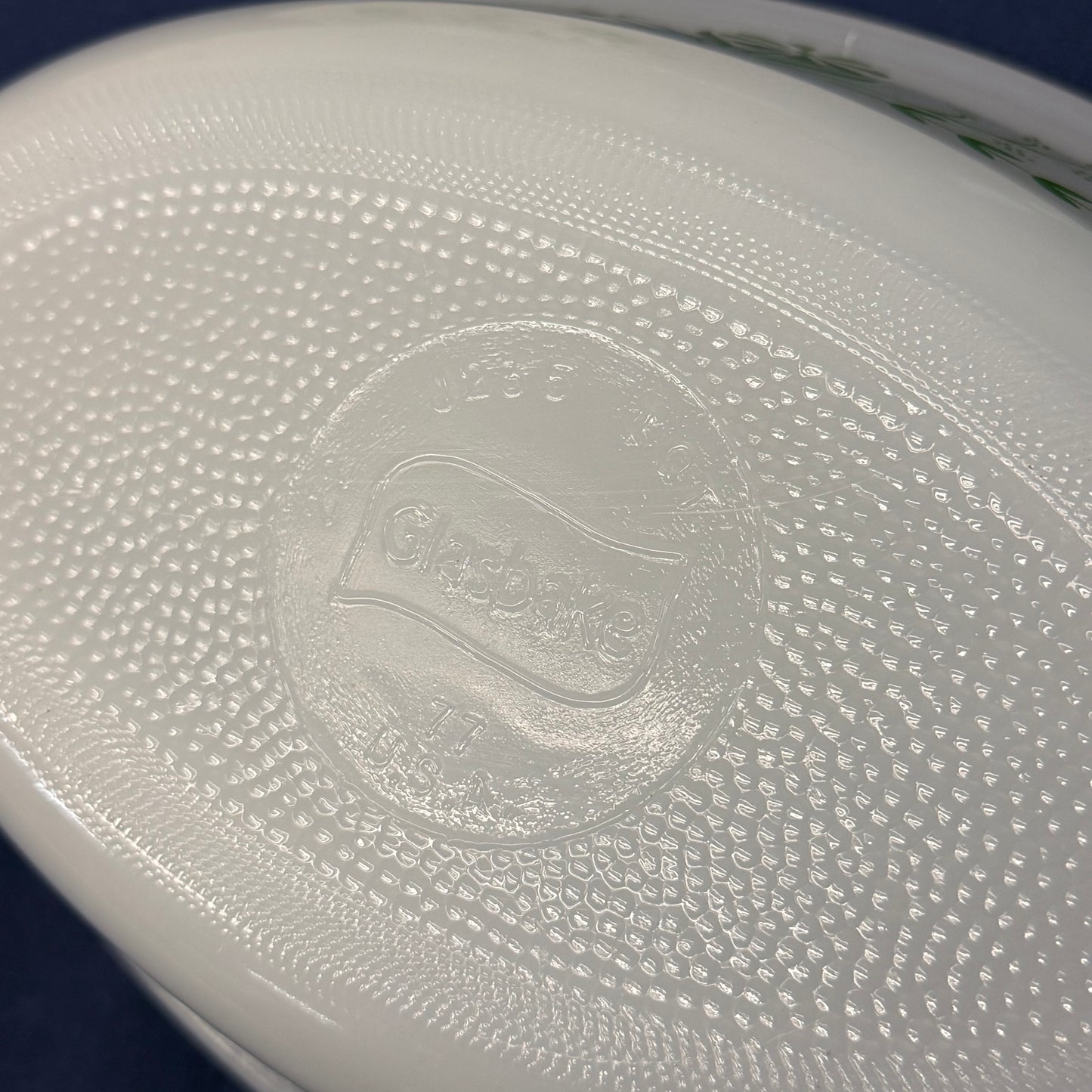 Glasbake Green Daisy Milk Glass Casserole Dishes Set of 2