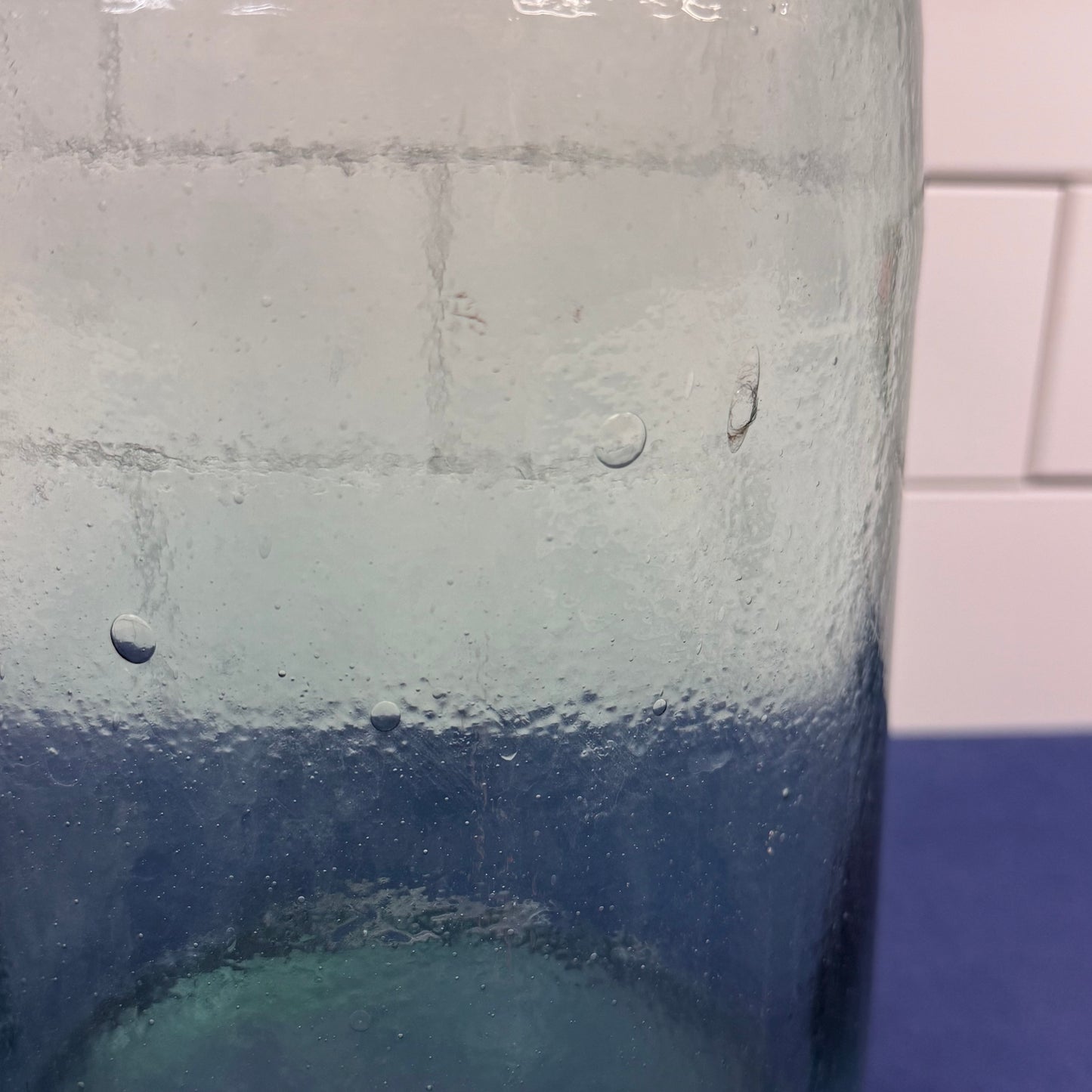 Hand Blown Aqua Glass Bottle Primitive Antique Demijohn