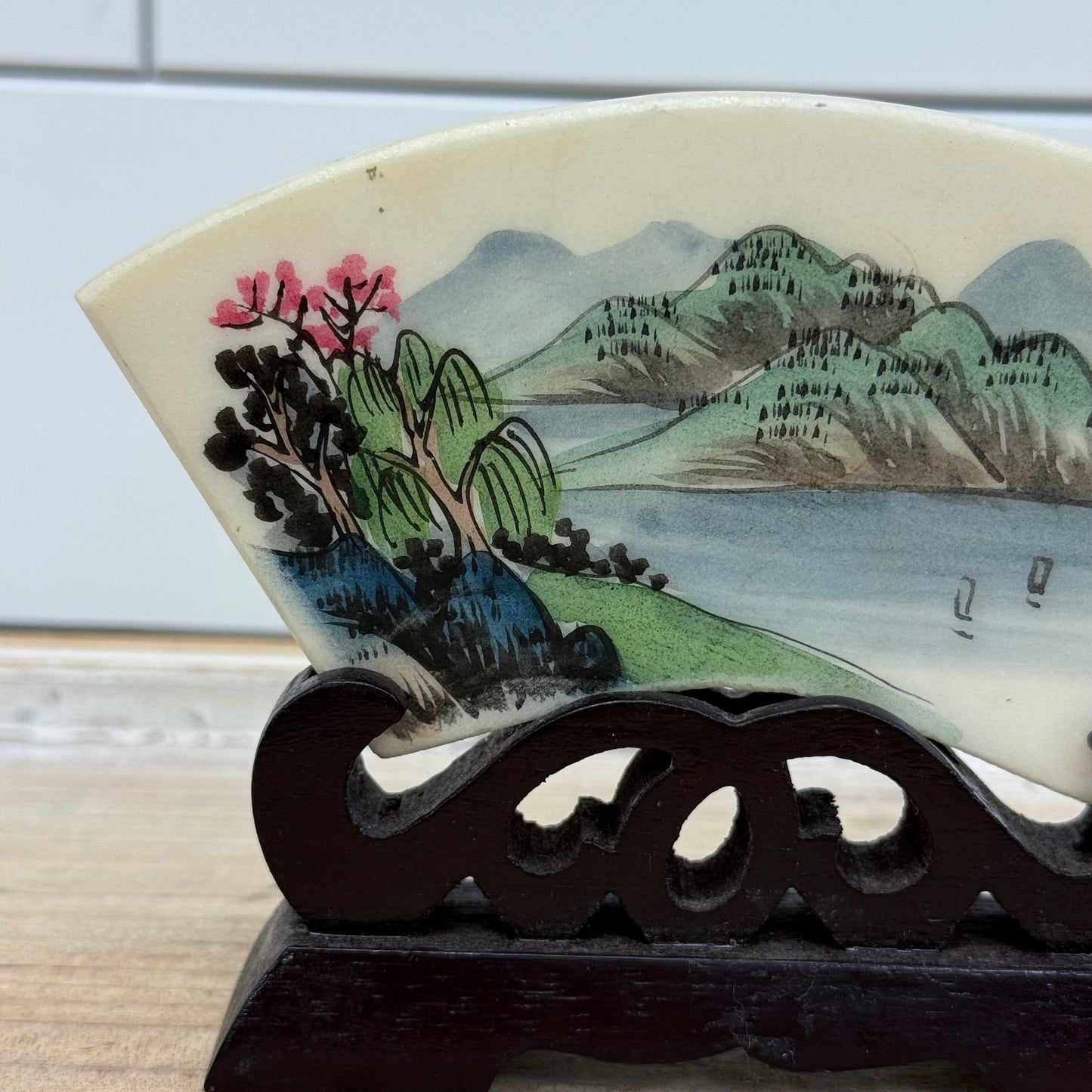 Decorative Plaque, Hand Painted with Ornate Stand
