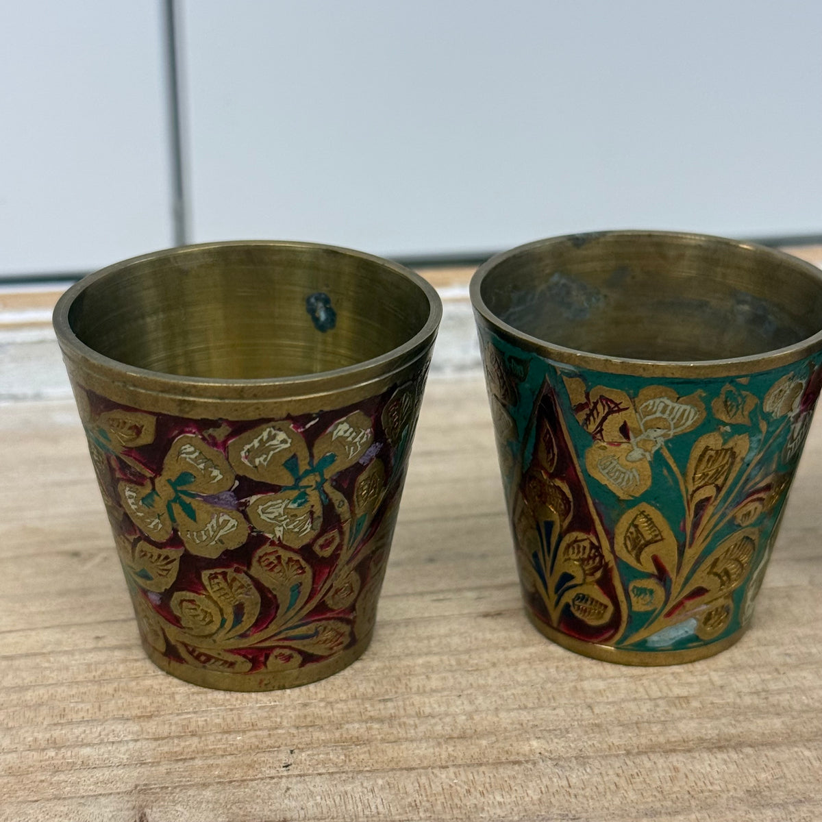 Indian Brass Floral Shot Cups Set of 6