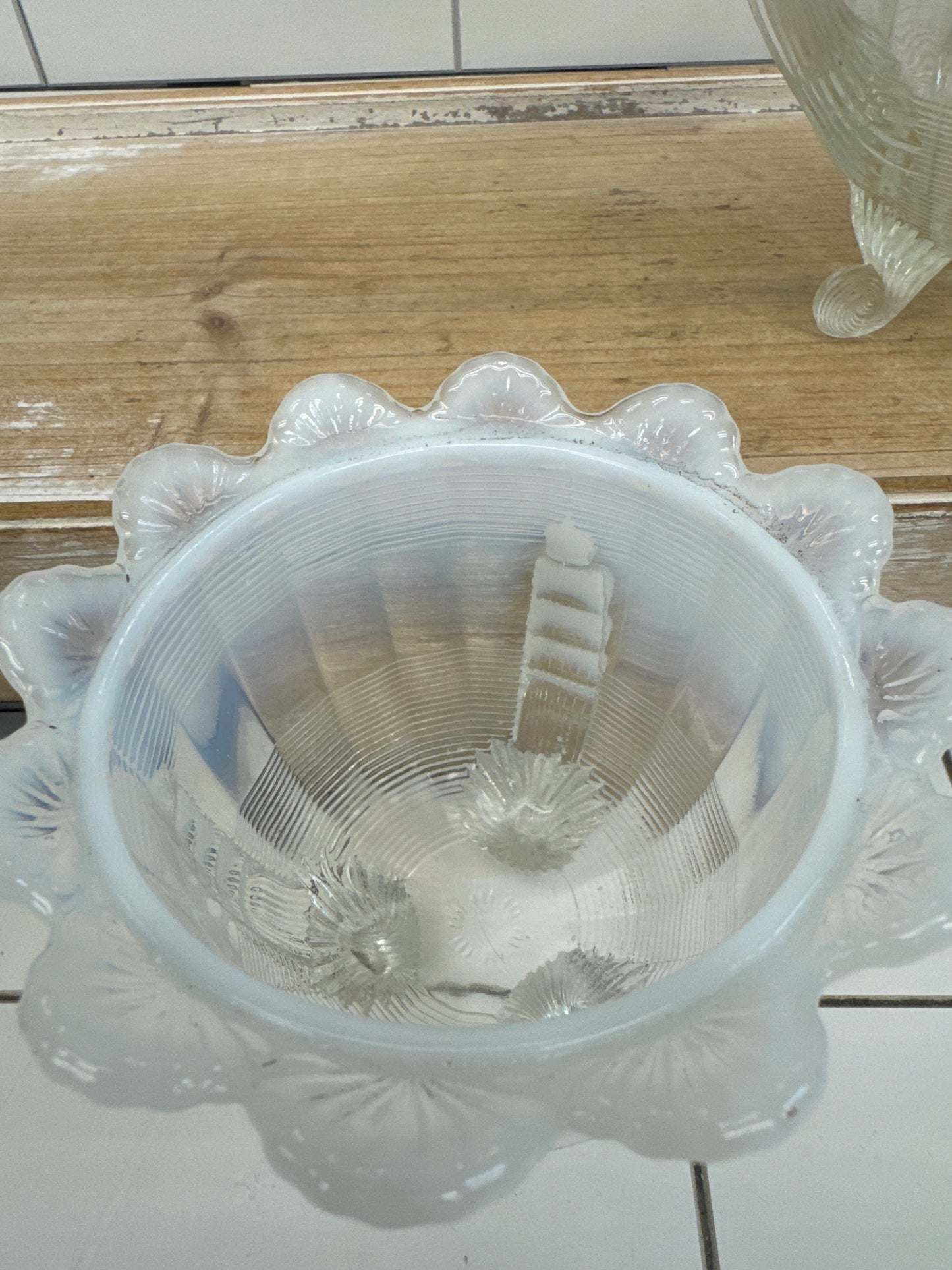 Jefferson Opalescent Glass Creamer & Sugar Bowl Set c1900