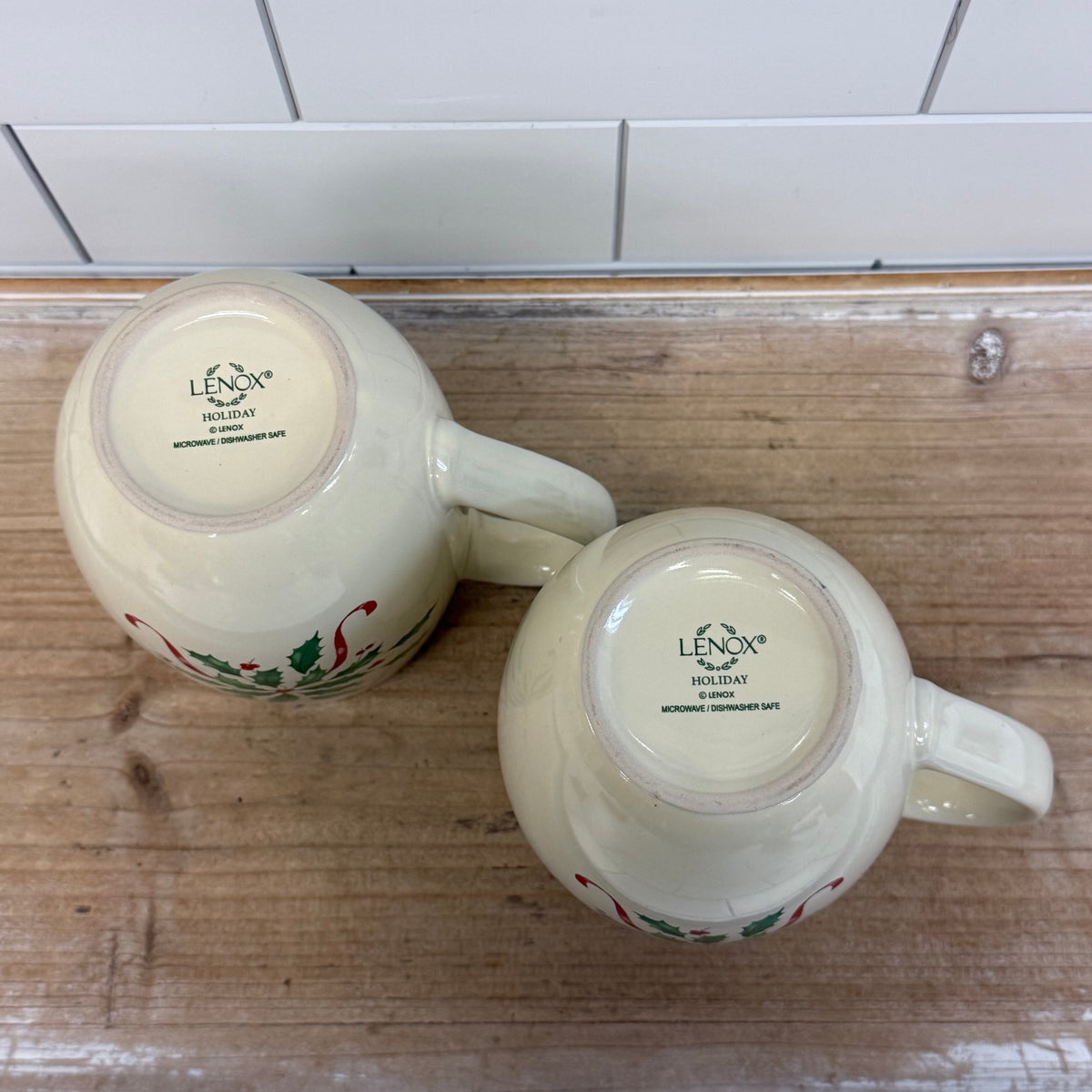 Lenox Holiday Holly Berry Cocoa Mugs Set of 2