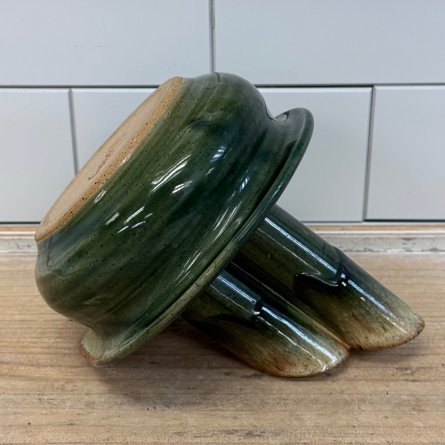 Garnett Studio Pottery Ikebana Vase Drip Glaze 1970s