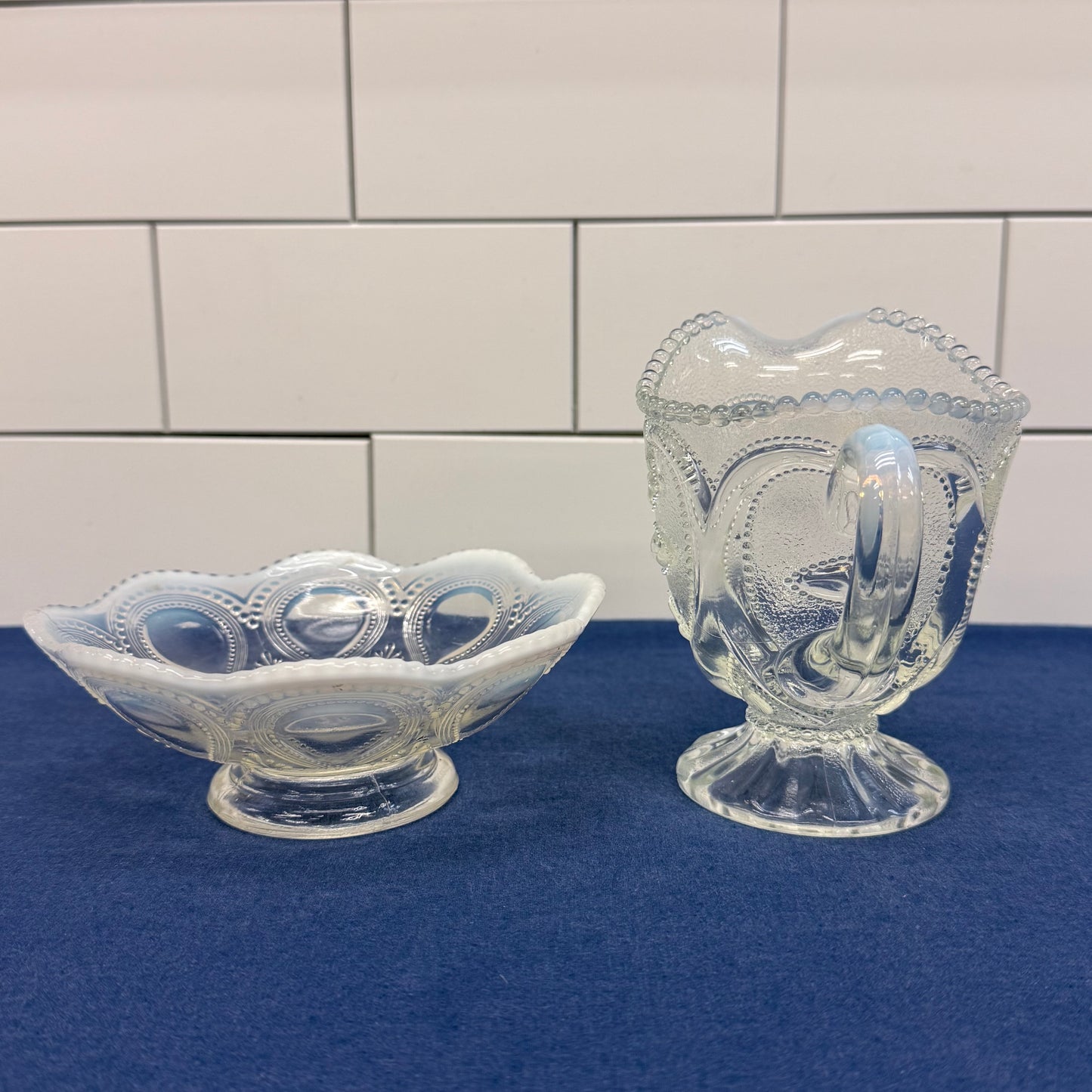 Northwood Scroll Acanthus Bowl & Adams Garfield Drape Pitcher