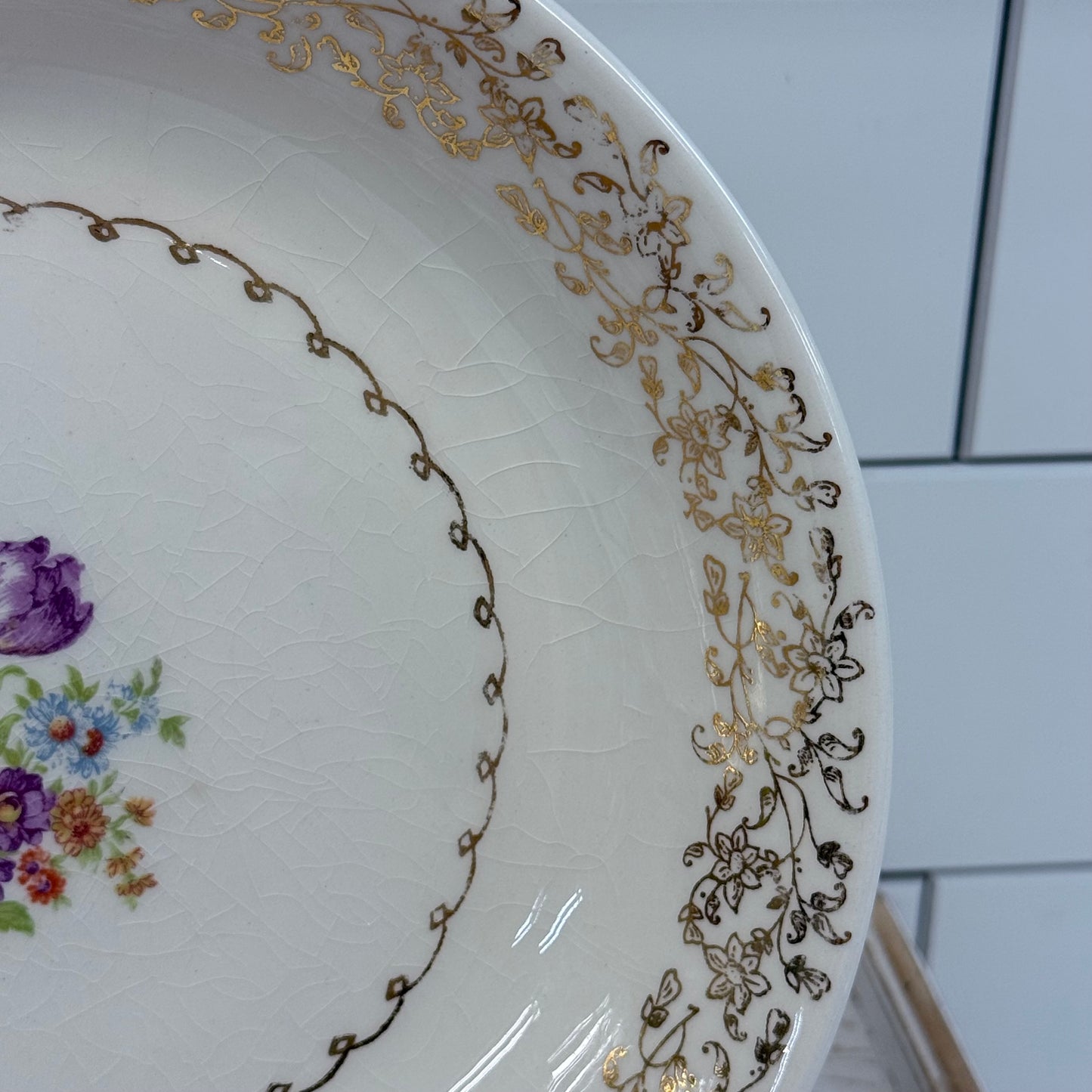 Stetson Soup Bowls Set 22K Gold Floral China