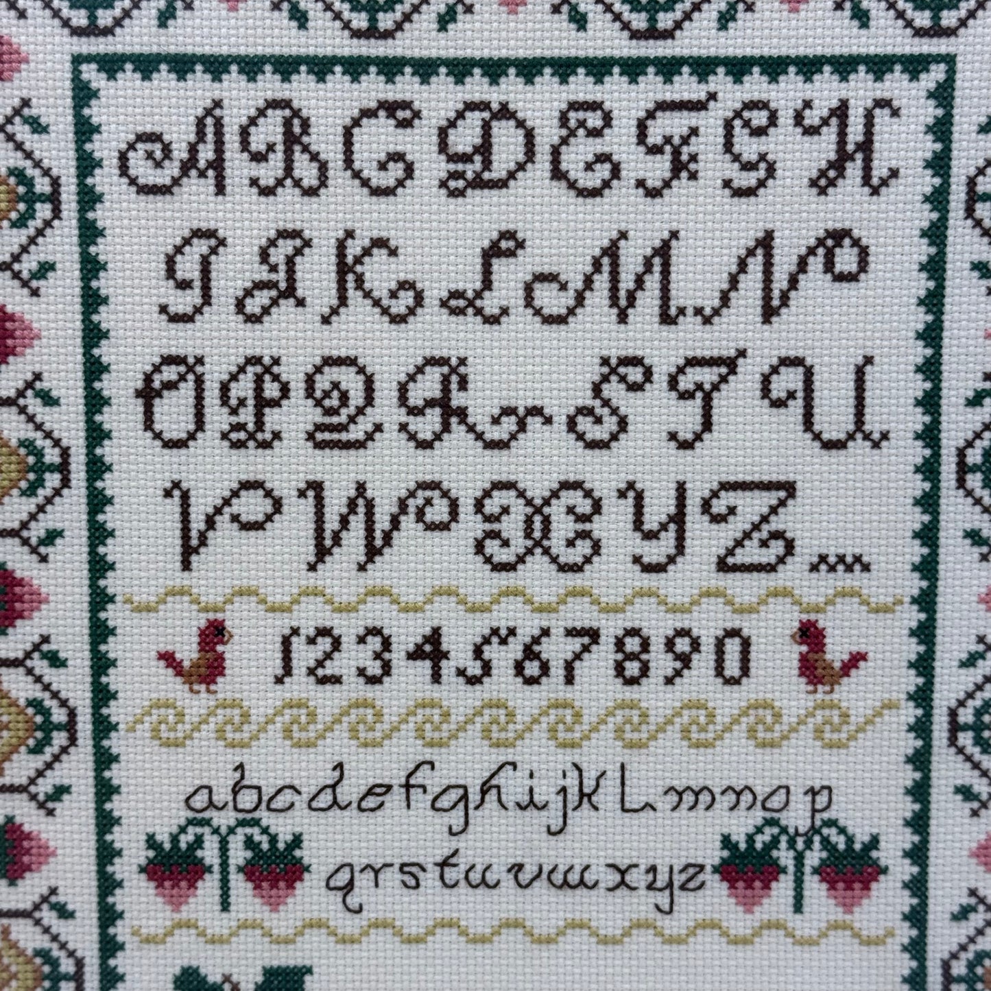 Fruit Basket Alphabet Sampler Cross Stitch Art 1984