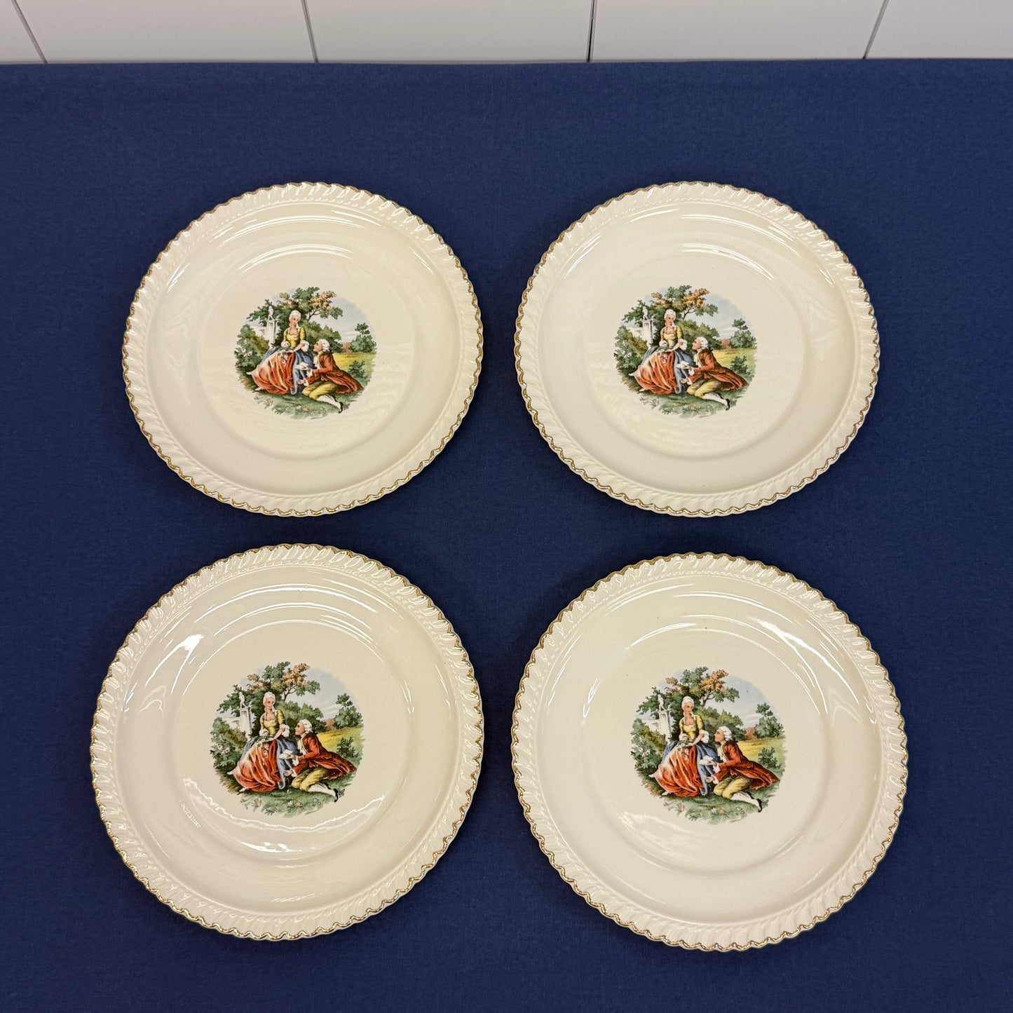 Harker Pottery Courting Couple Plate & Cake Serve Set