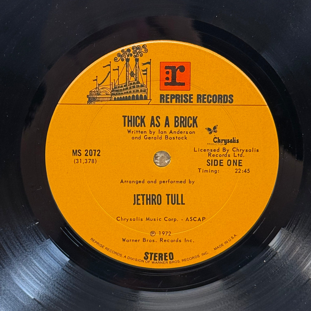 Jethro Tull Thick as a Brick Vinyl Record, 1972 – MS 2072