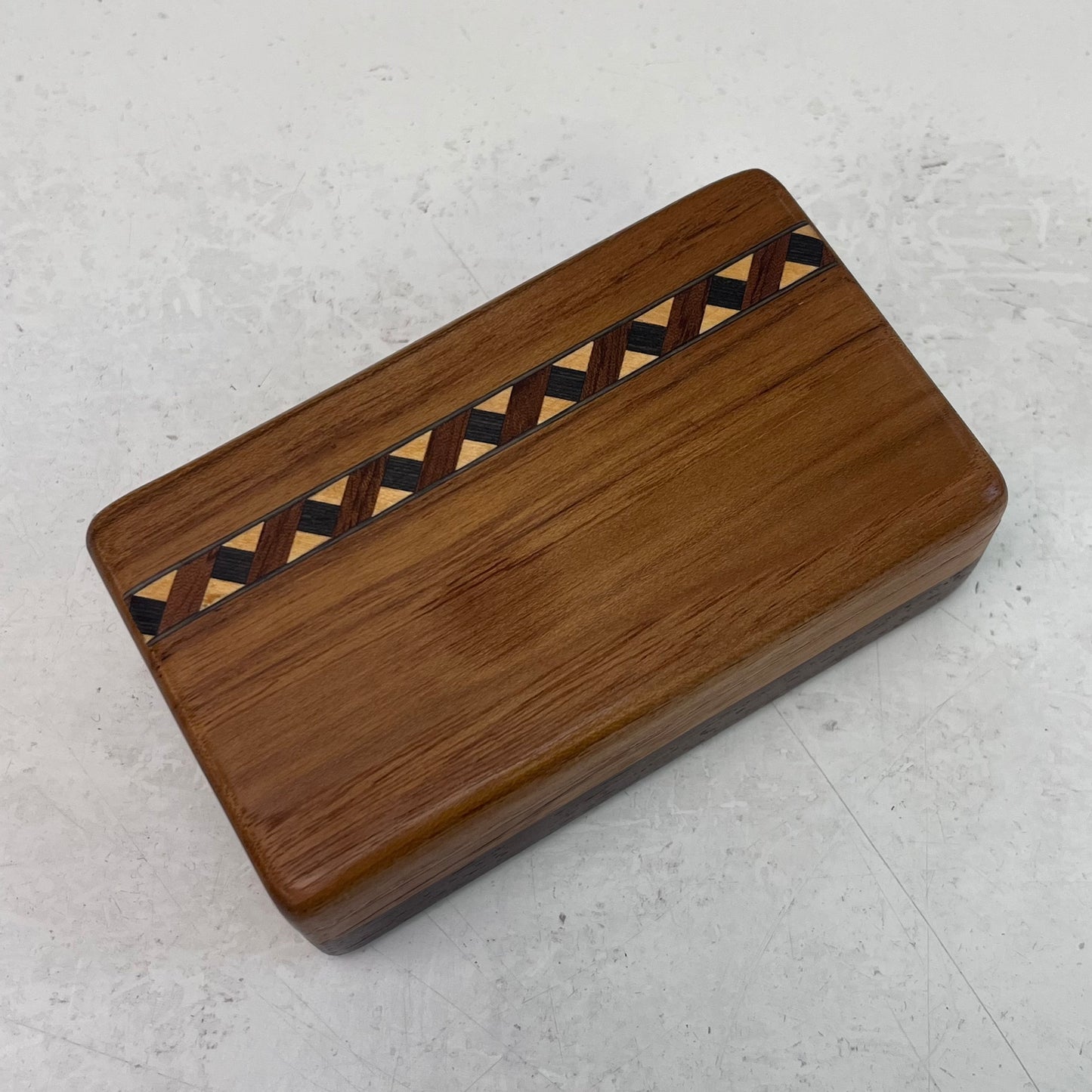 Wood Marquetry Slide Box, Handcrafted