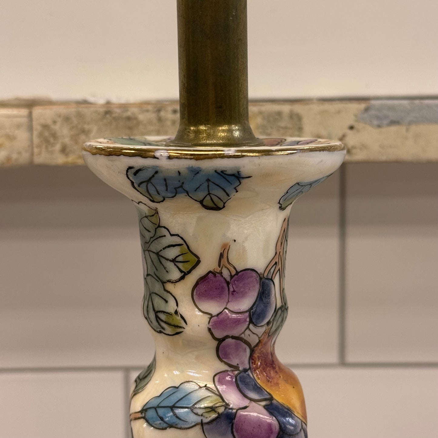 Chinoiserie Style Ceramic Table Lamp Fruit Motif