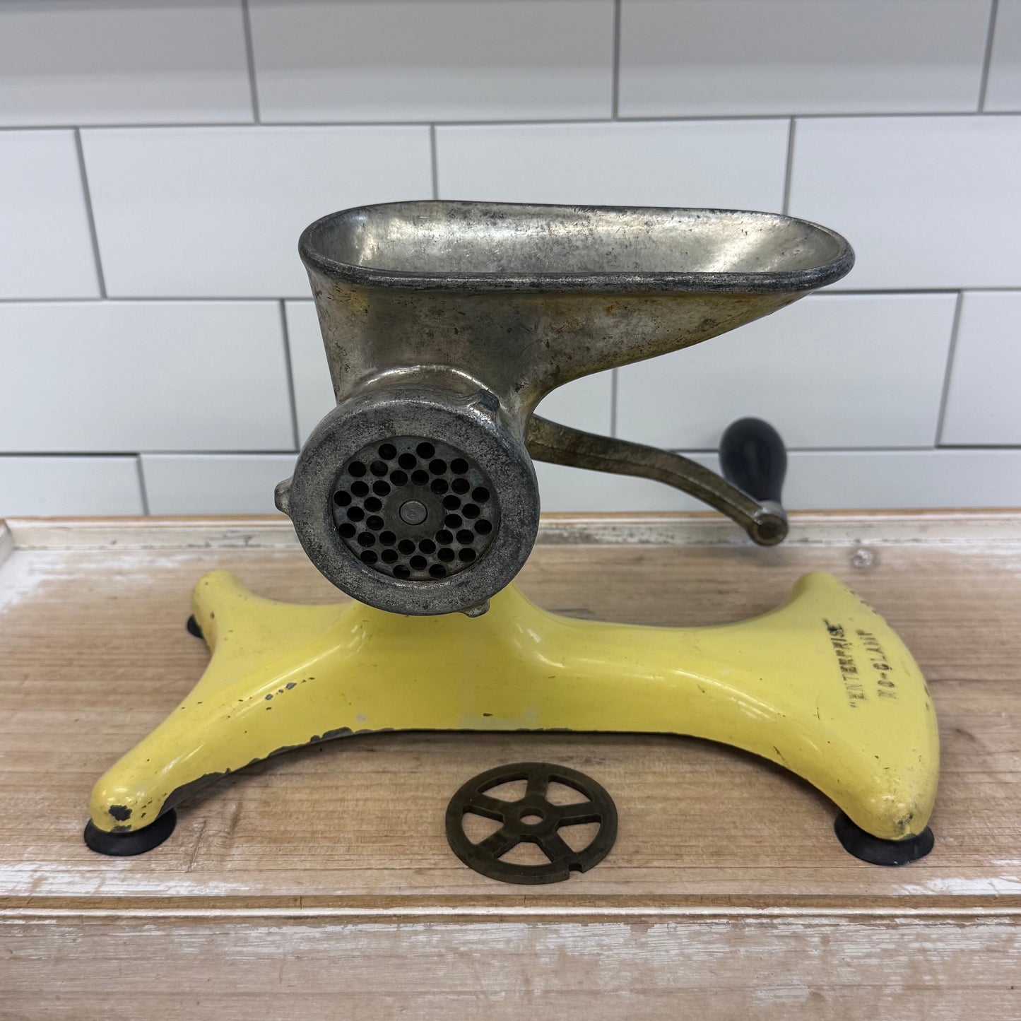 Enterprise No-Clamp Cast Iron Hand Crank Meat Grinder