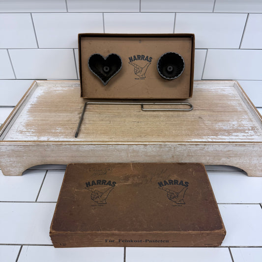 Harras Germany Cast Iron Waffle Iron Mold Set in Original Box