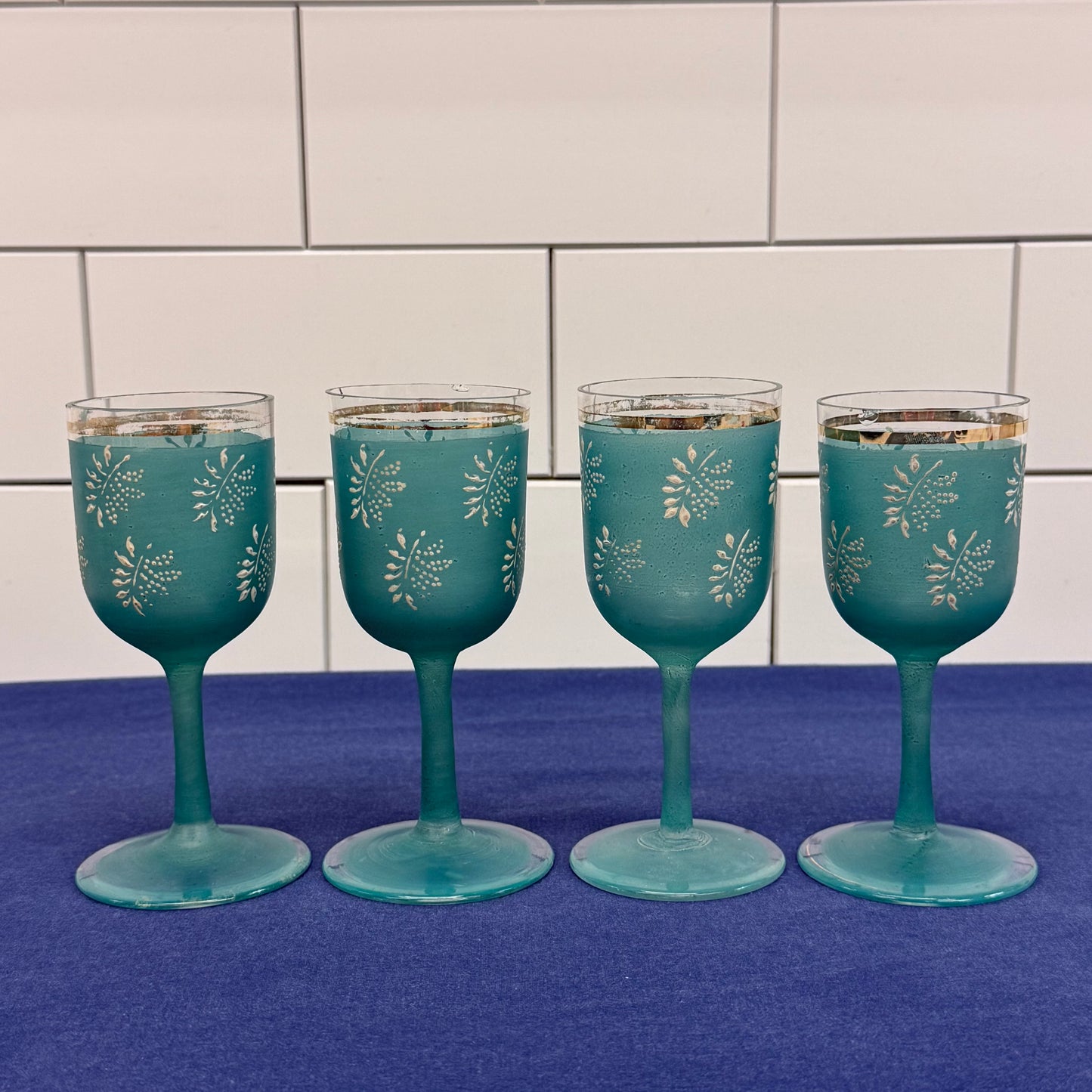 Frosted Glass Decanter & Cordial Set Mid-Century Drinkware