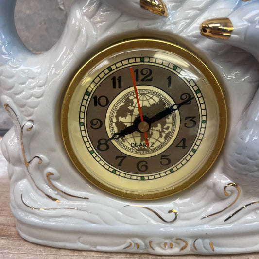 Swan Porcelain Quartz Mantle Clock