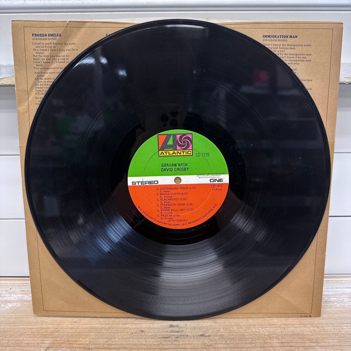 Graham Nash David Crosby Self Titled Vinyl Record 1972