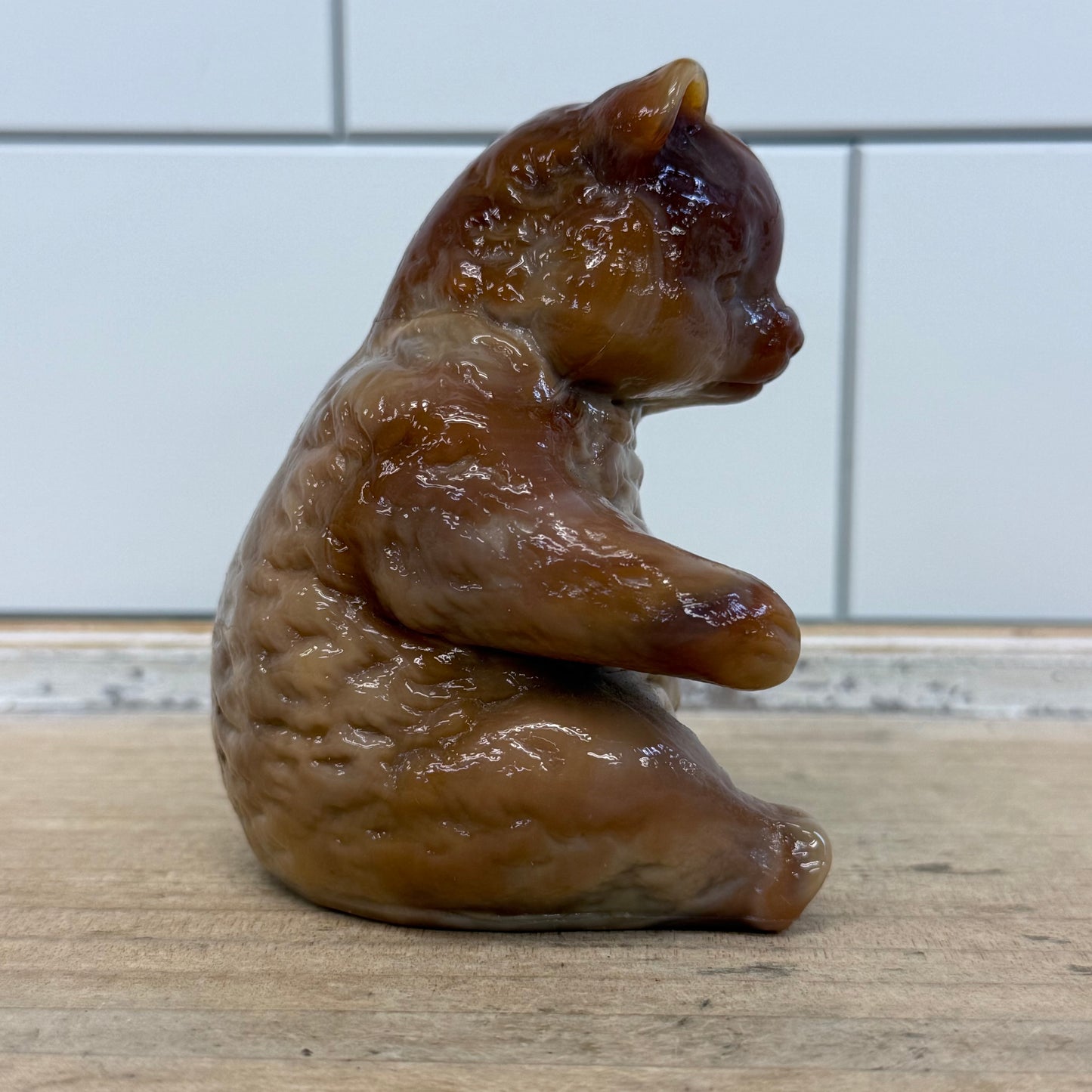 Mosser Slag Glass Sitting Bear Rare Paperweight Figurine