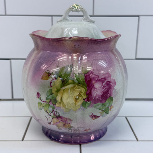 Bonn Franz Anton Mehlem Floral Biscuit Jar c.1890s