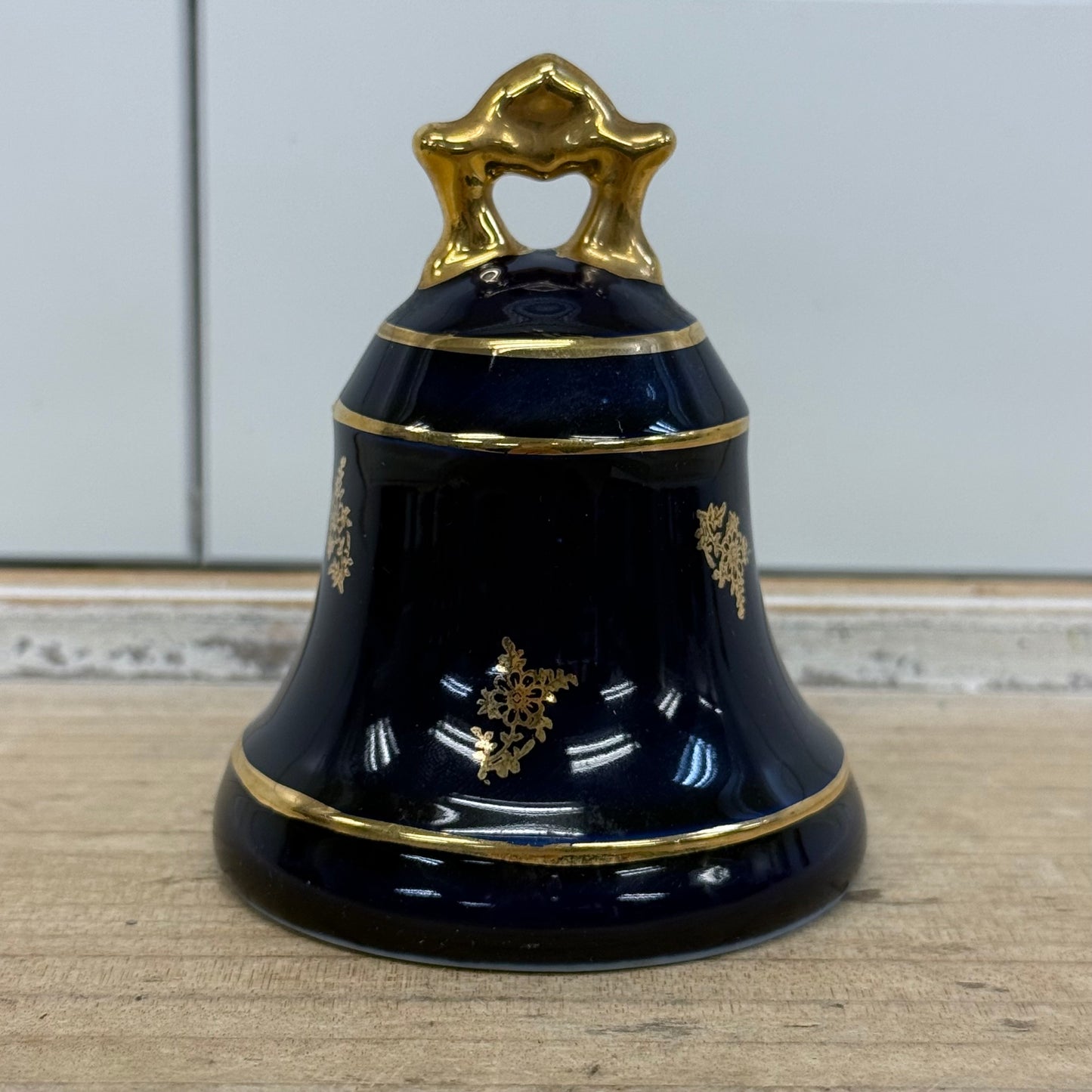 Limoges Castel France Cobalt Blue Porcelain Bell & Dish Set