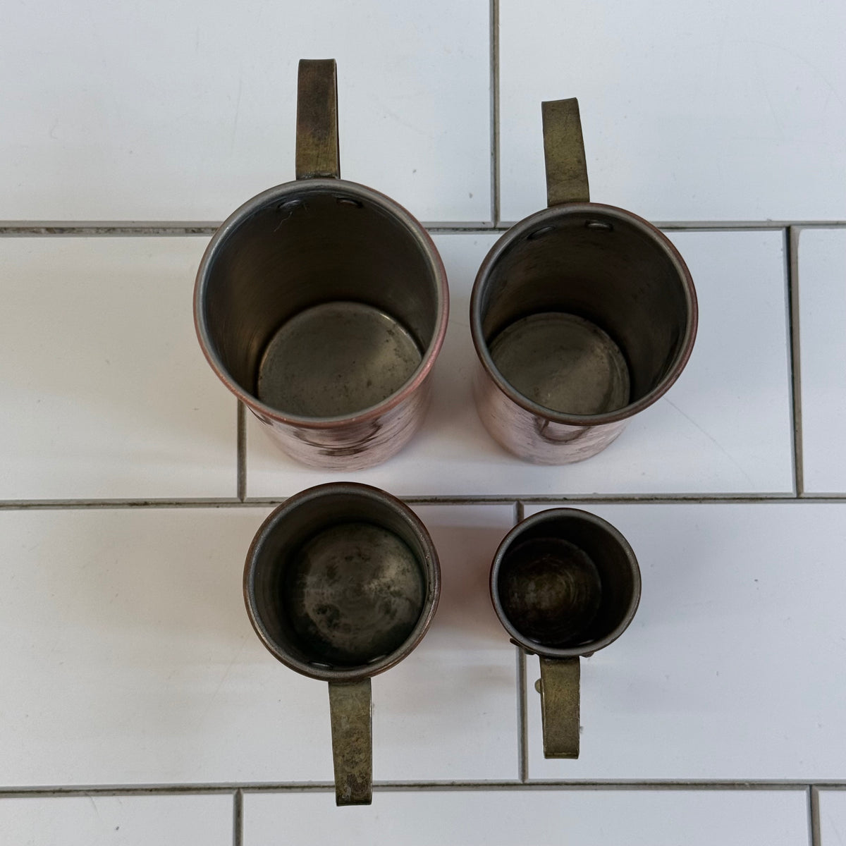 Copper Nesting Measuring Cups Set of 4 Rustic Kitchen