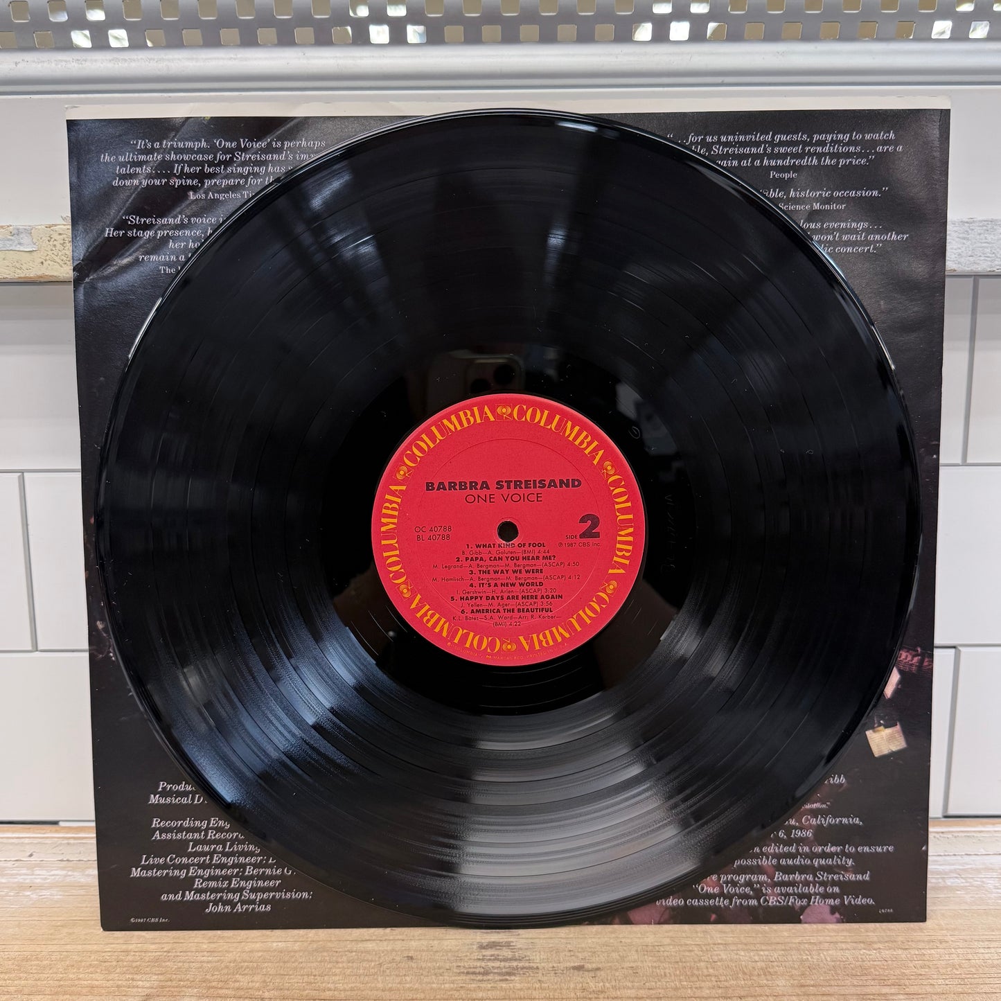 Barbra Streisand One Voice Vinyl Record LP 1987 #OC 40788