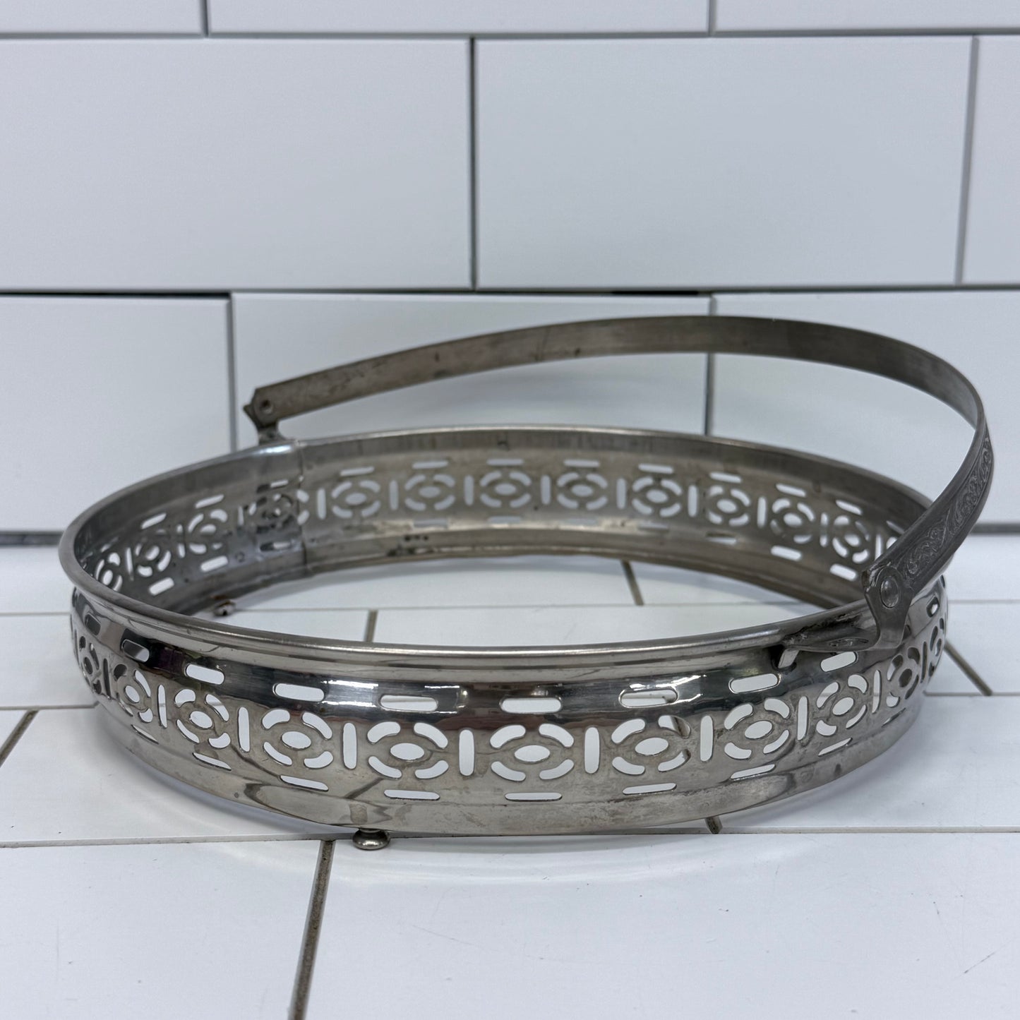 Pink Depression Glass Divided Relish Tray Carrier