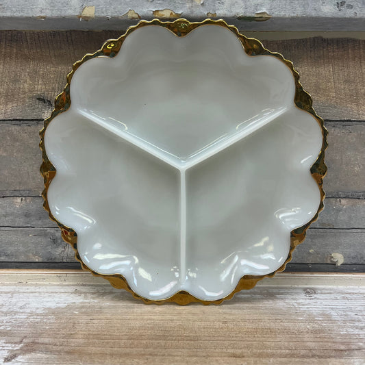 Fire King Scalloped Milk Glass Dish
