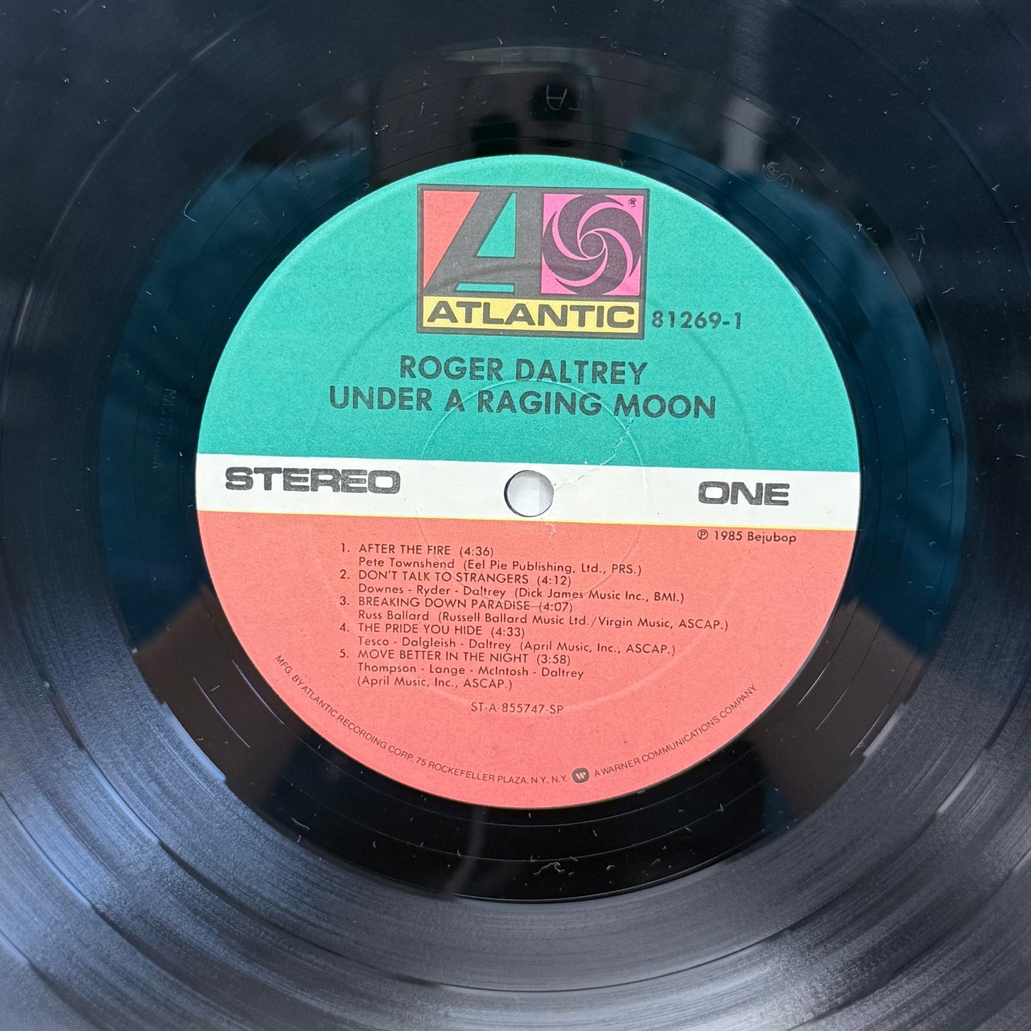 Roger Daltrey Under a Raging Moon Vinyl Record 1985