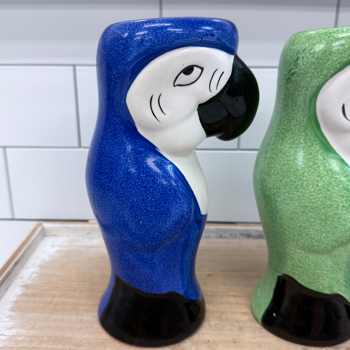 Macaw Parrot Cocktail Mugs Set of 3 Ceramic Tiki Bar Decor