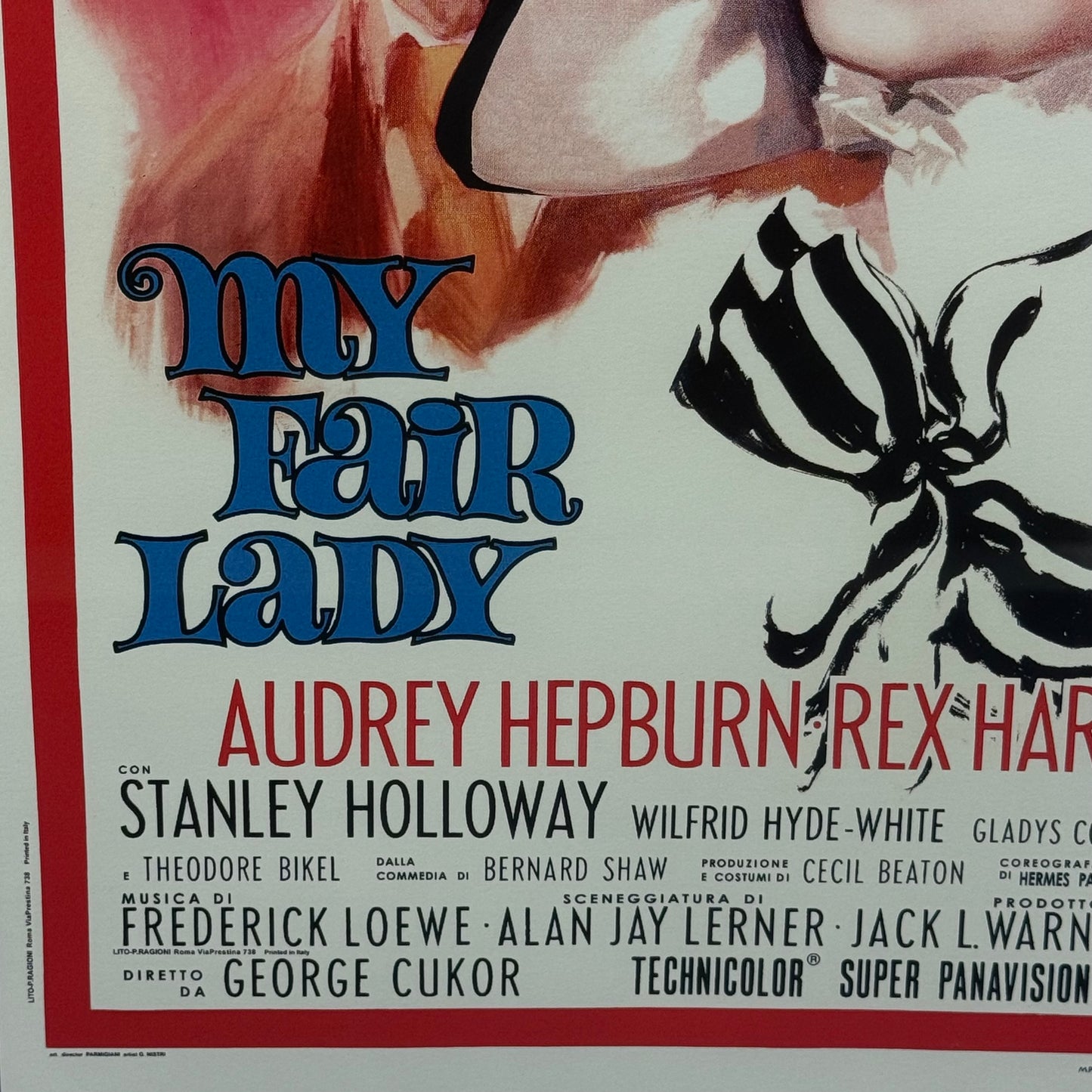 My Fair Lady Audrey Hepburn Framed Italian Movie Poster Reproduction 1964