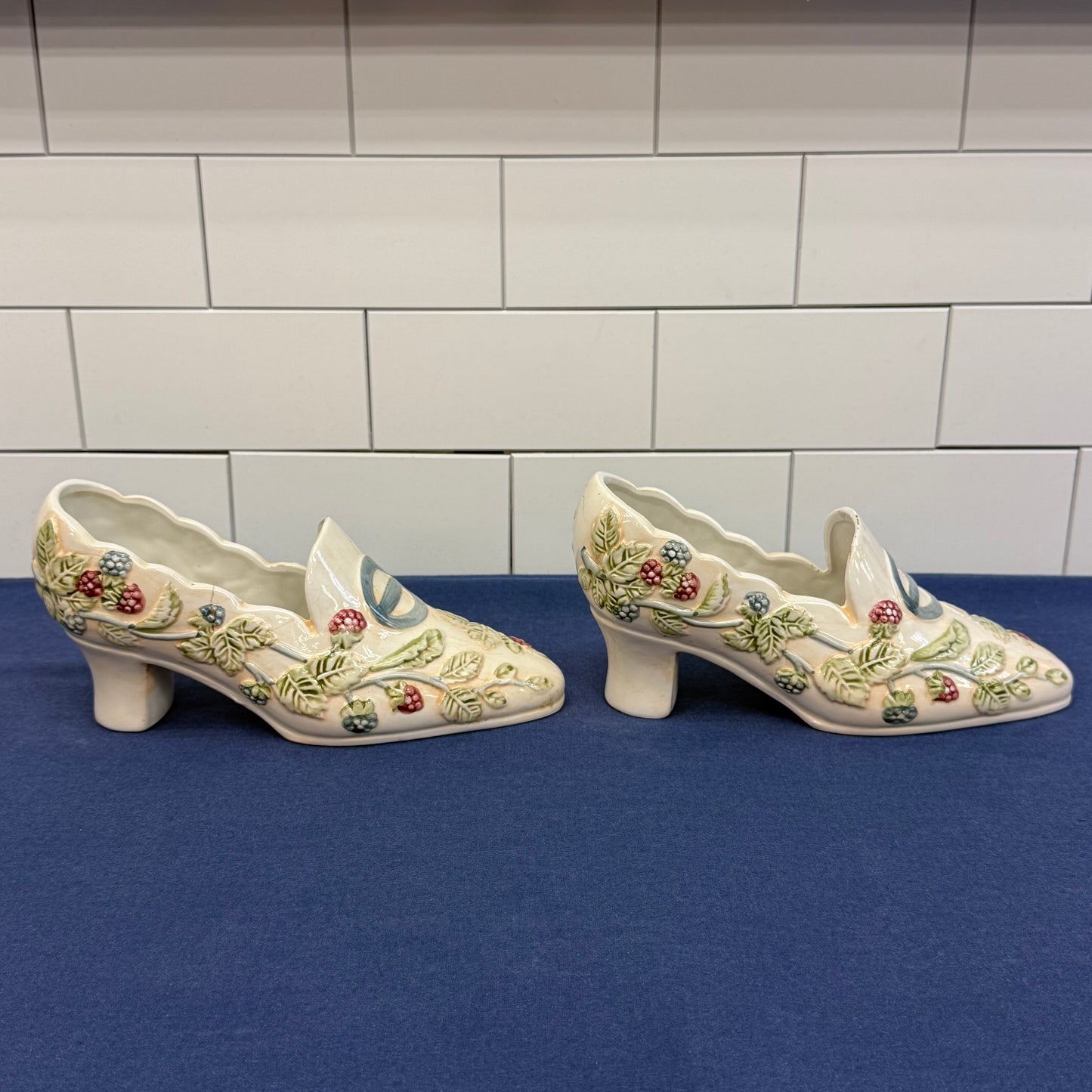 W.C.L. China High Heeled Shoe Planters, Ceramic Set of 2