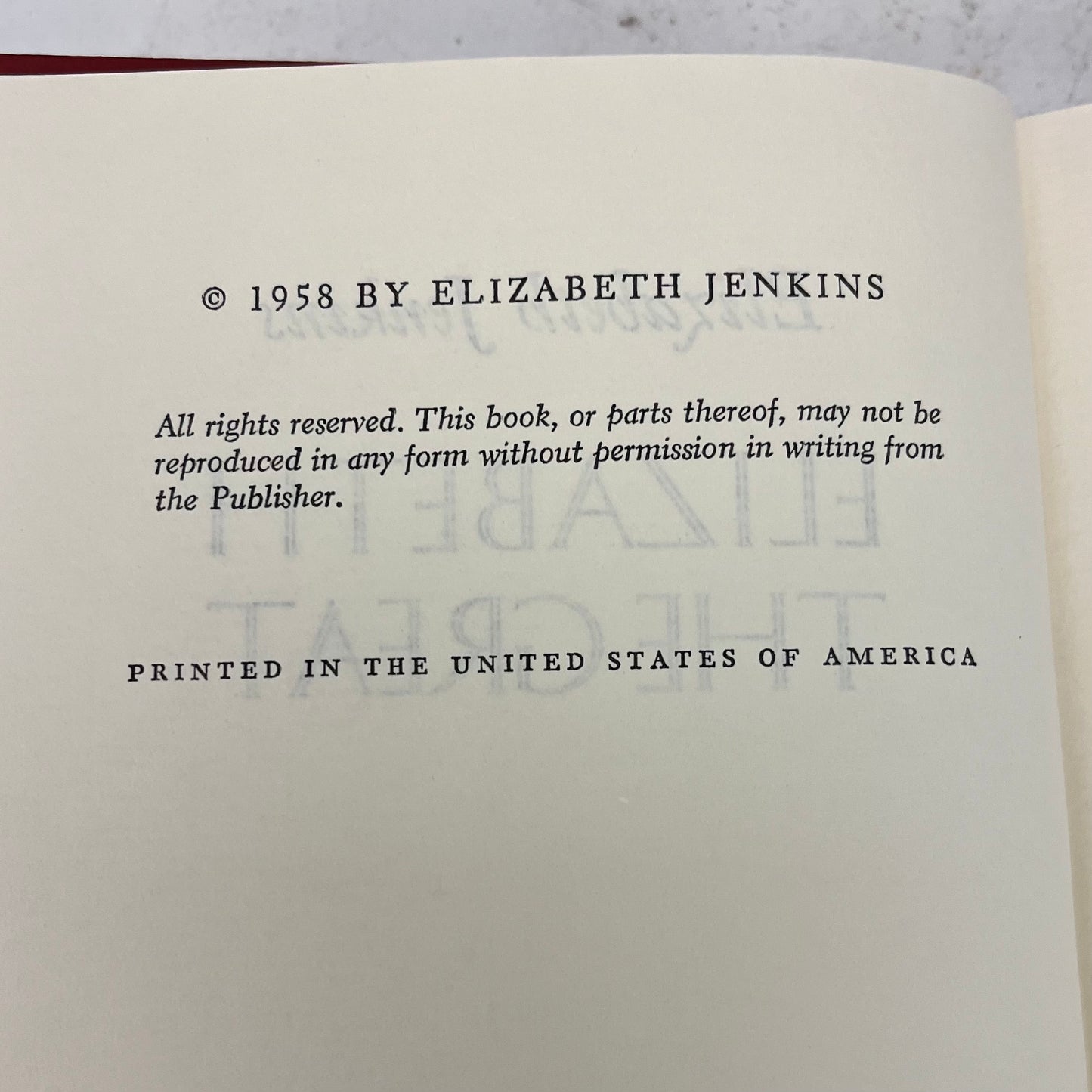 International Collectors Library Elizabeth the Great by Jenkins, 1958