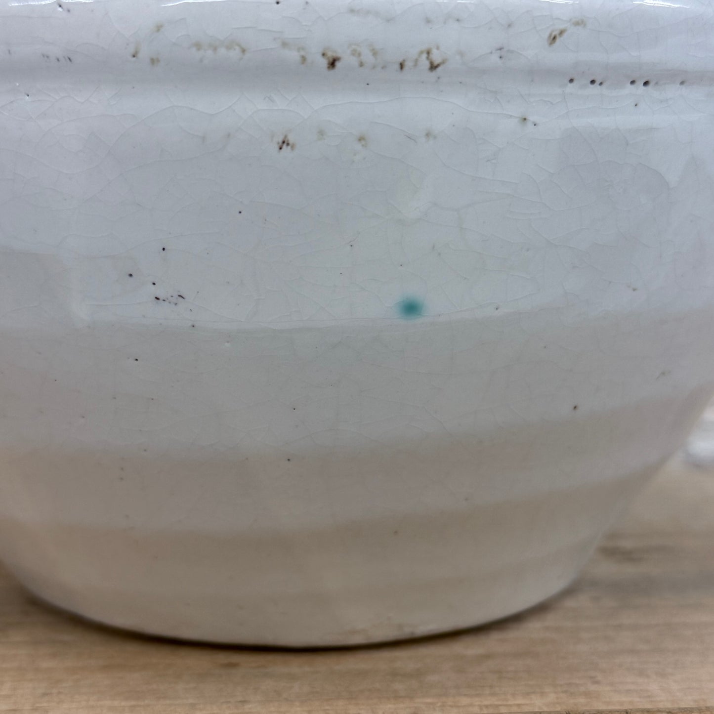 Studio Art Pottery Planter White Glazed Stoneware Organic Rim