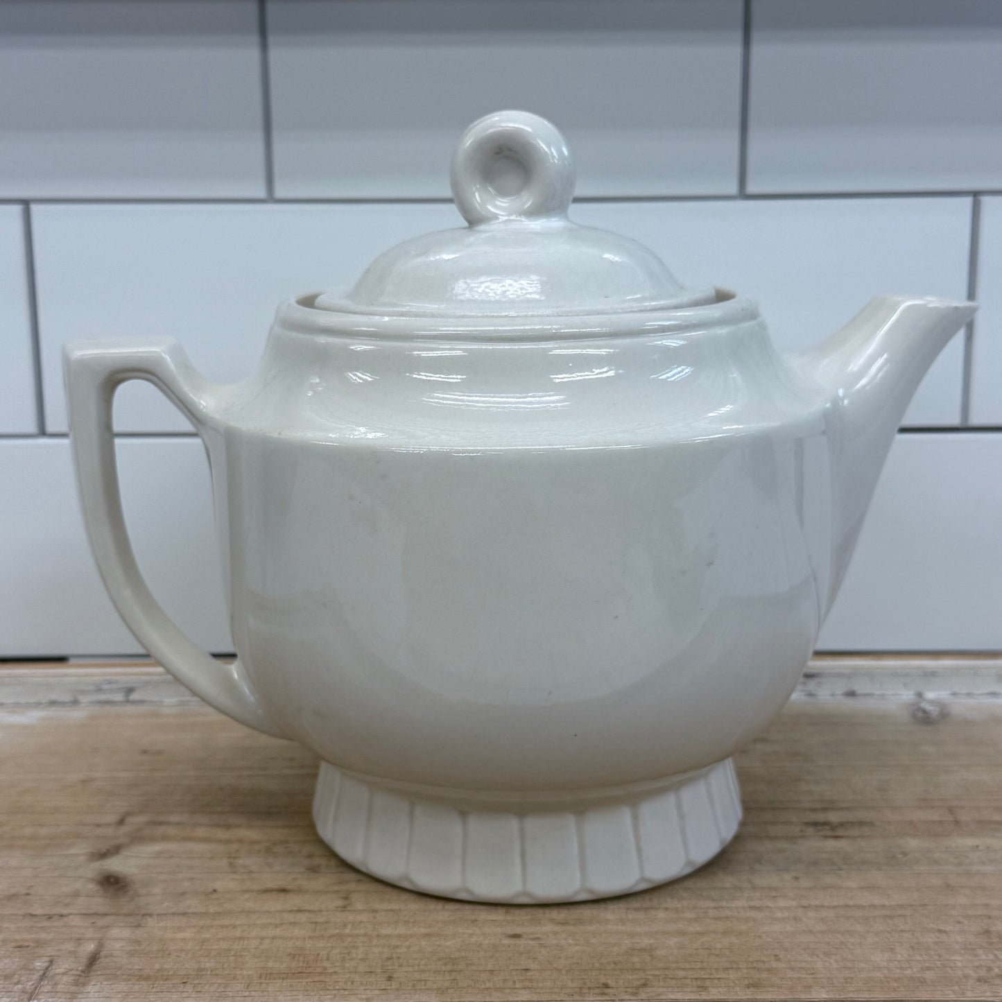 Porcelier Colonial Hearth Scene Vitreous China Teapot 1950s