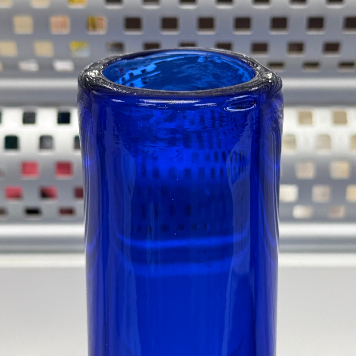 Blue Art Glass Centerpiece Bottle Vase