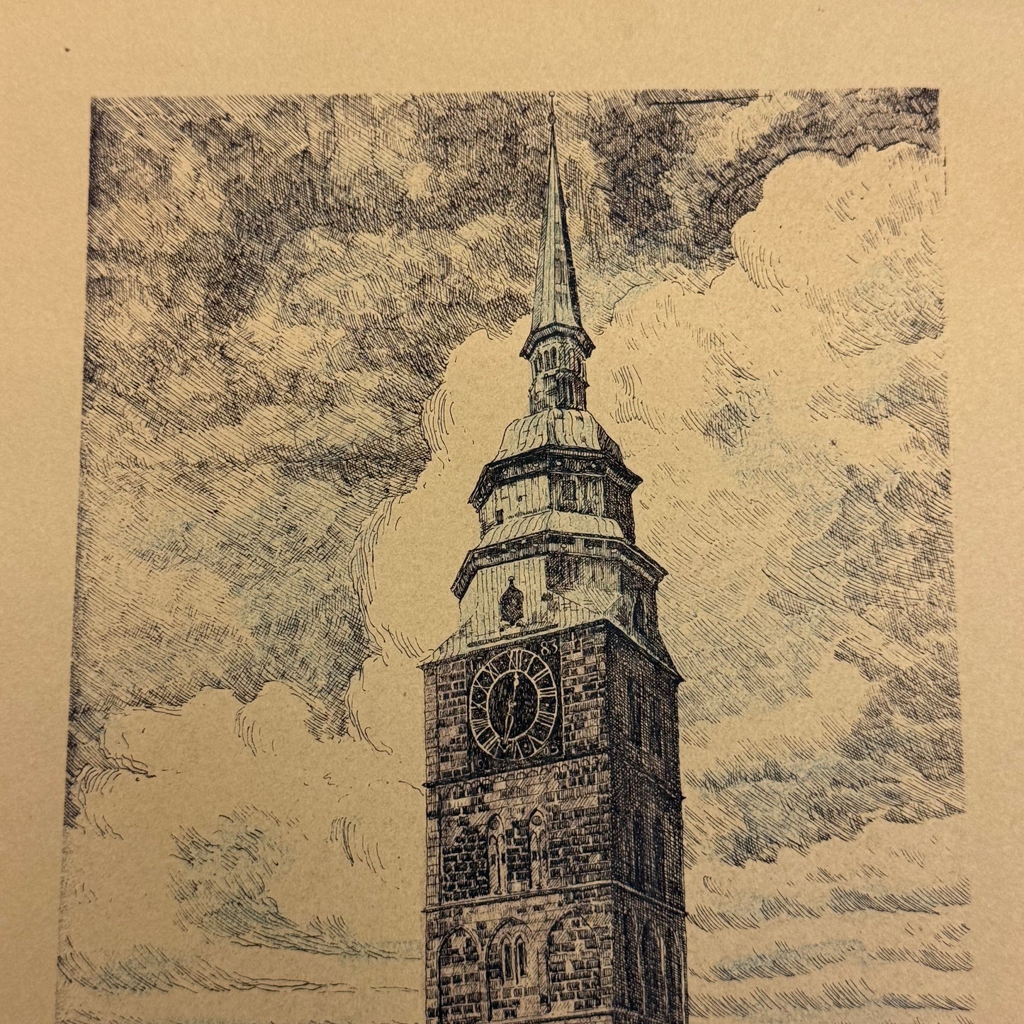1941 Bremen Germany Clock Tower Art Print by K. Walter
