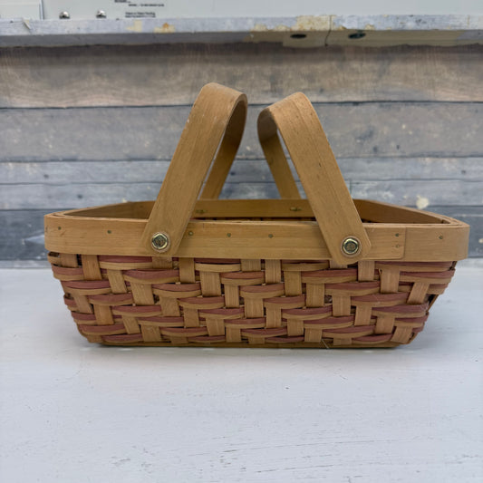 Woven Handled Wooden Basket