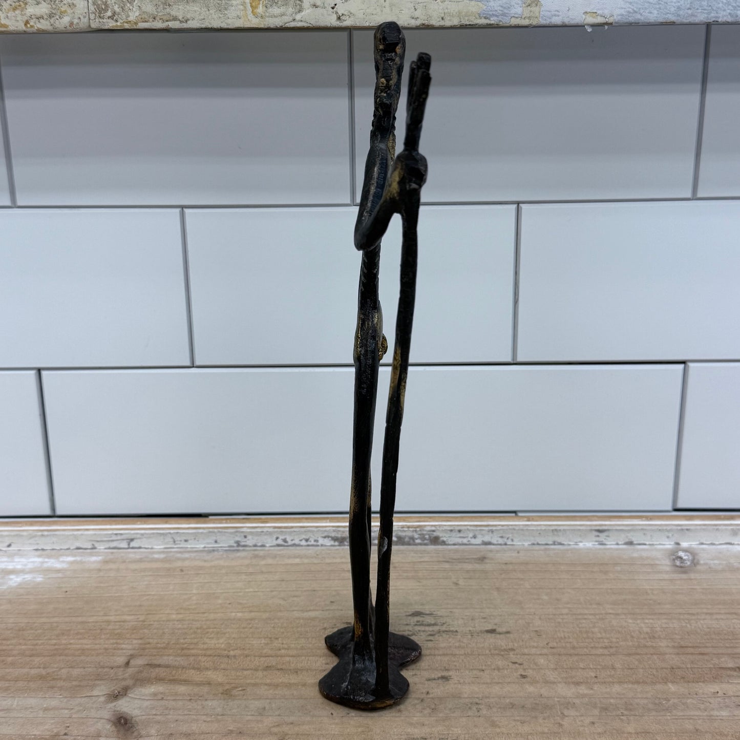 Brutalist Poseidon Bronze Trident Sculpture Figure