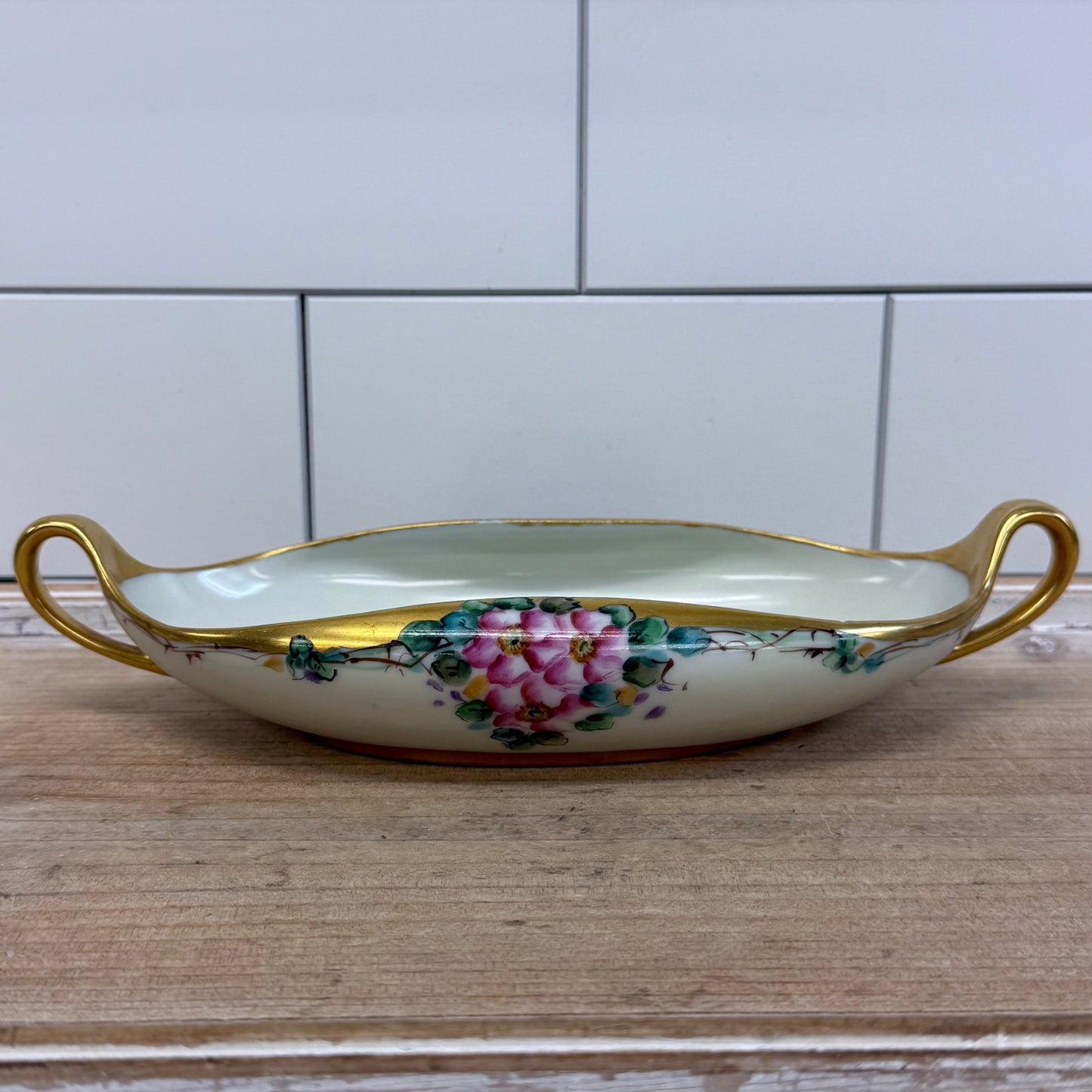 E.H. Heinrich Bavarian Floral Porcelain Relish Dish 1920s