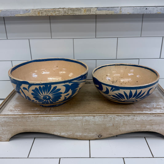 Tonalá Style Mexican Pottery Bowls Set of 2 1960s