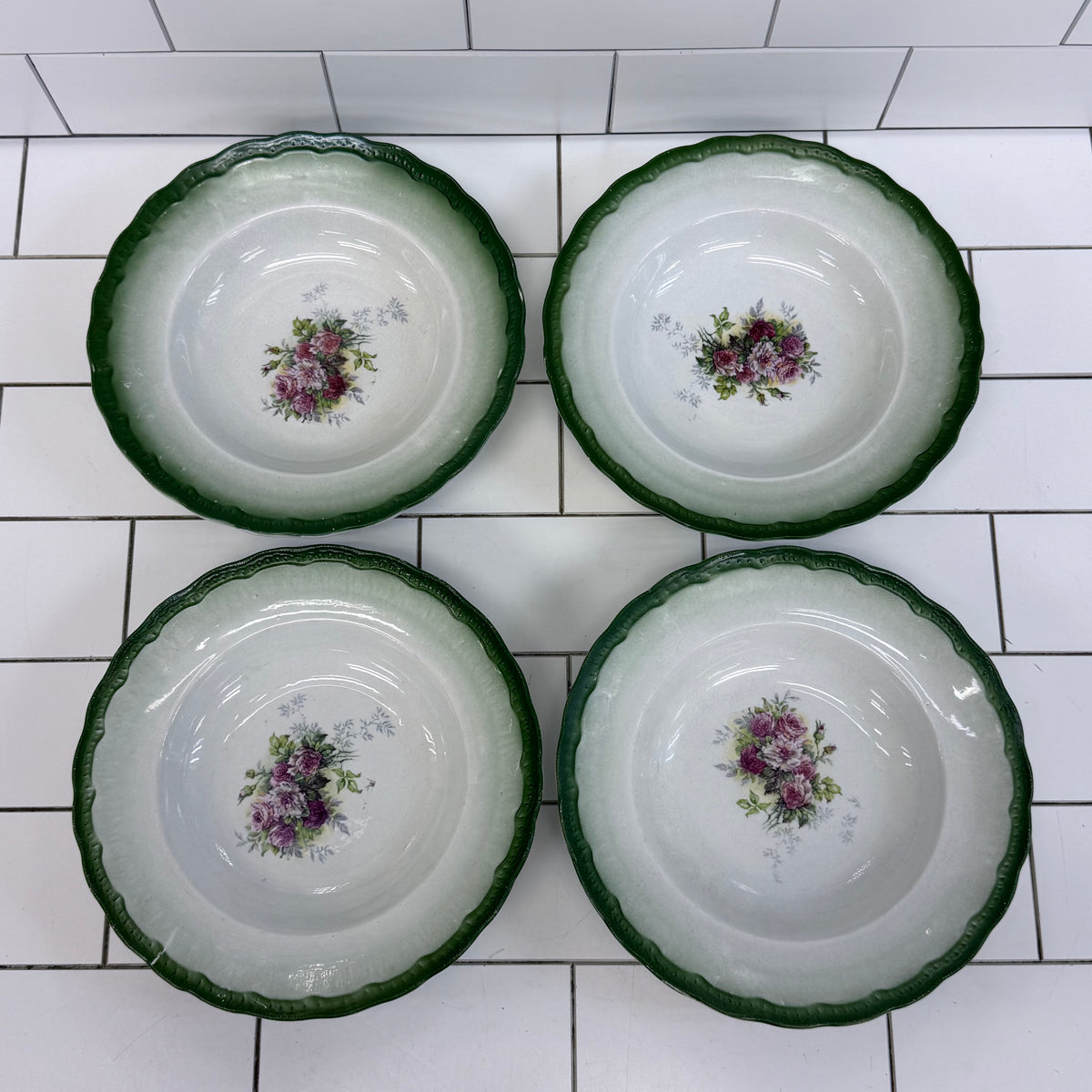 Empire Pottery Imperial China Soup Bowls Set of 4 Antique c.1890s