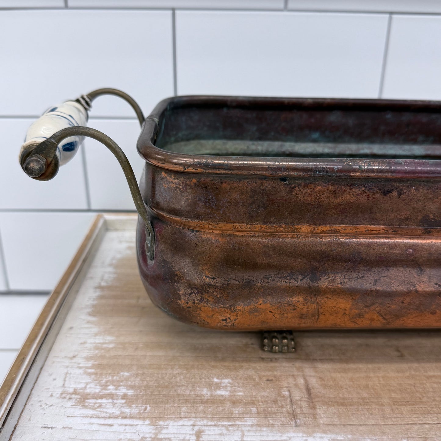Victorian Revival Copper Planter with Lion Paw Feet