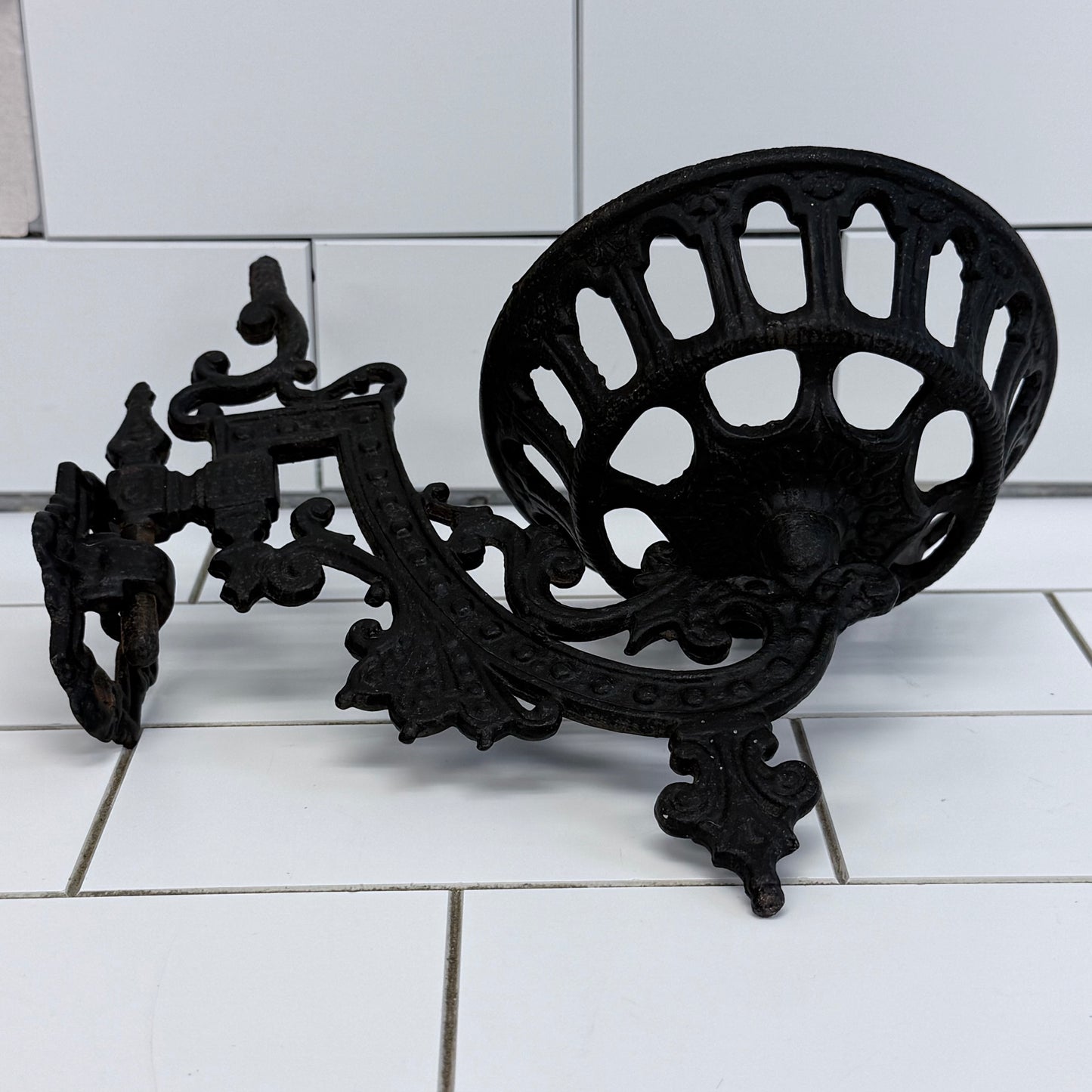 Victorian Cast Iron Kerosene Oil Lamp Wall Bracket Holder